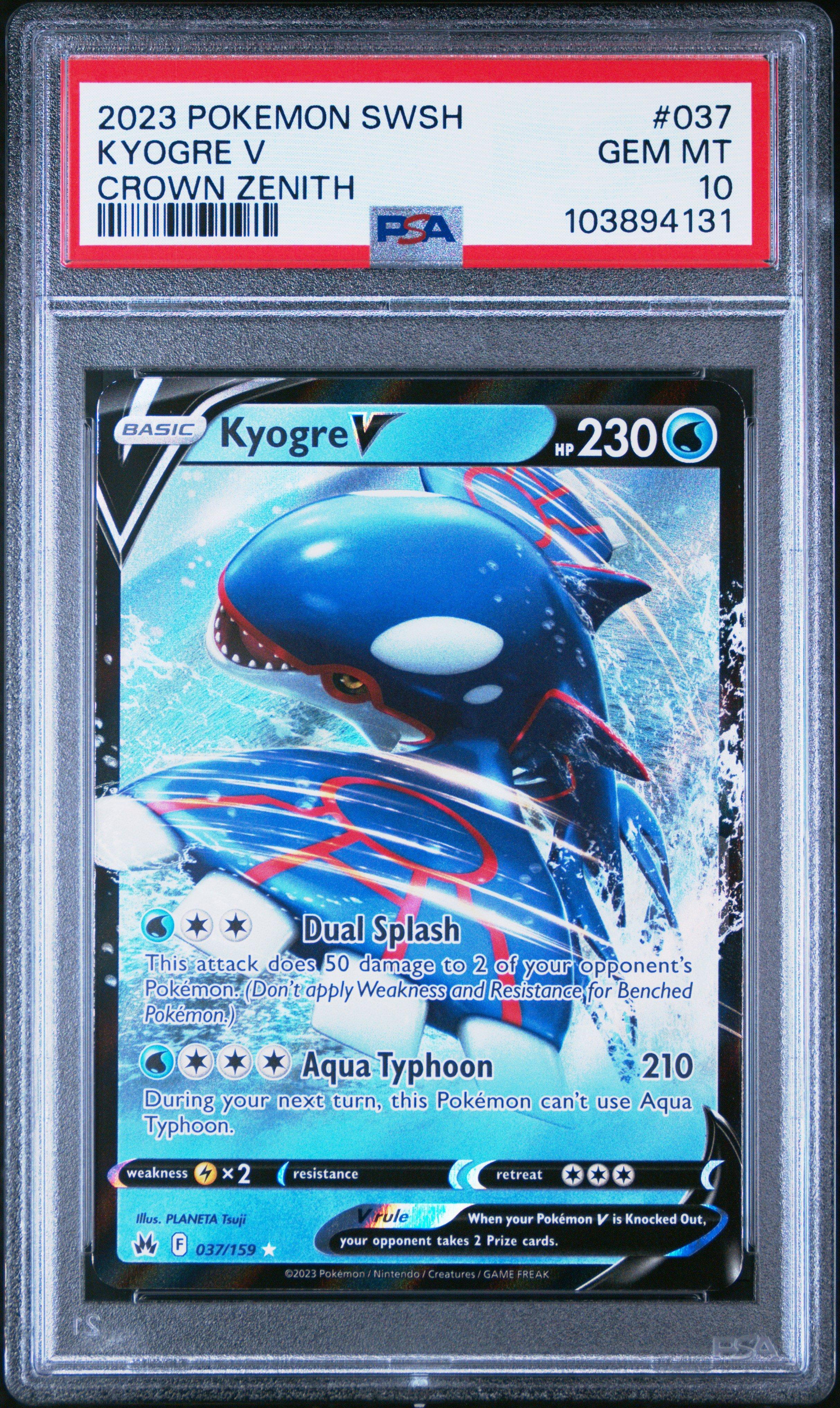 2023 Pokemon Sword And Shield Crown Zenith 037 Kyogre V PSA