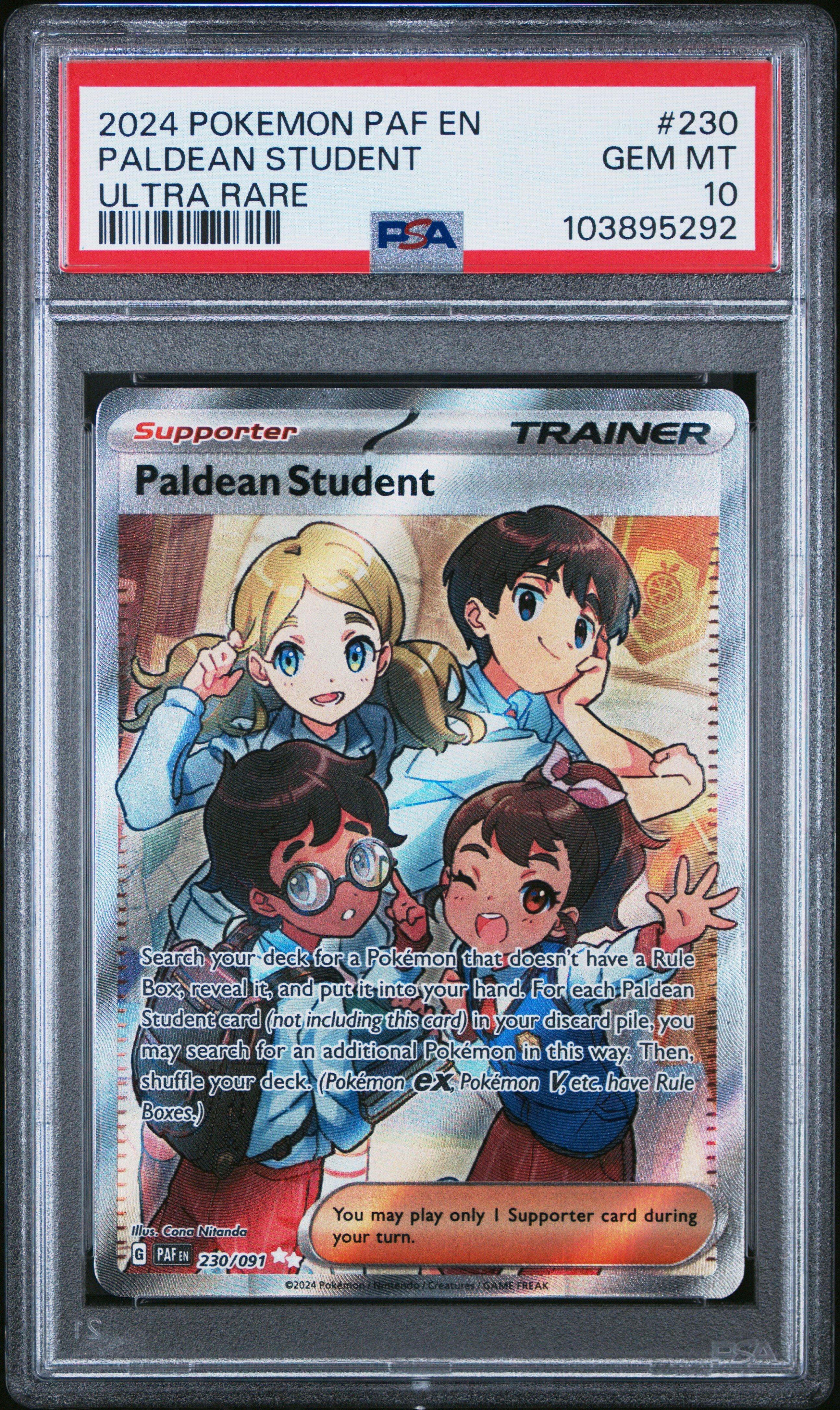 2024 Pokemon Paf En-paldean Fates Paldean Student Ultra Rare PSA