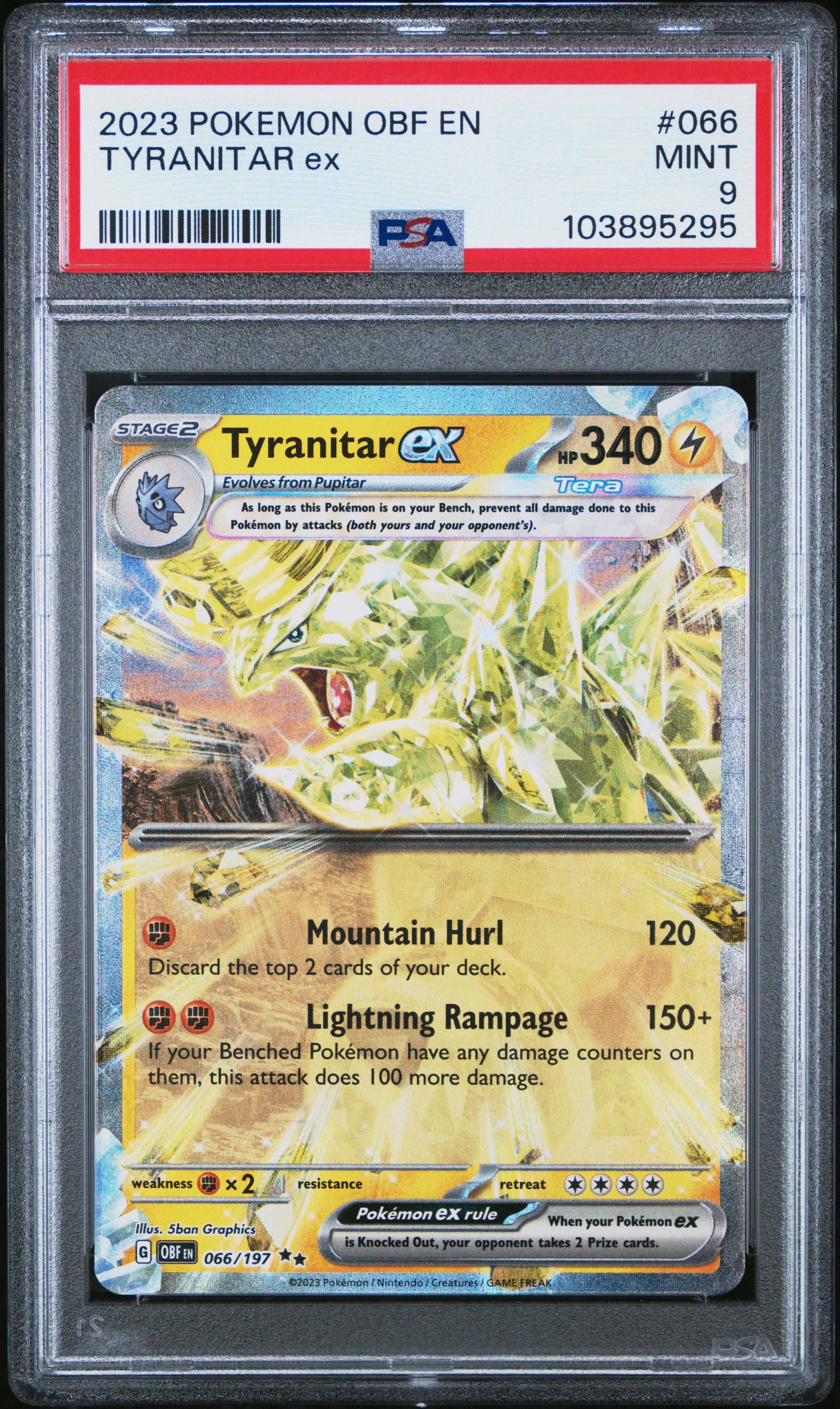 2023 Pokemon Obf En-obsidian Flames 066 Tyranitar Ex PSA