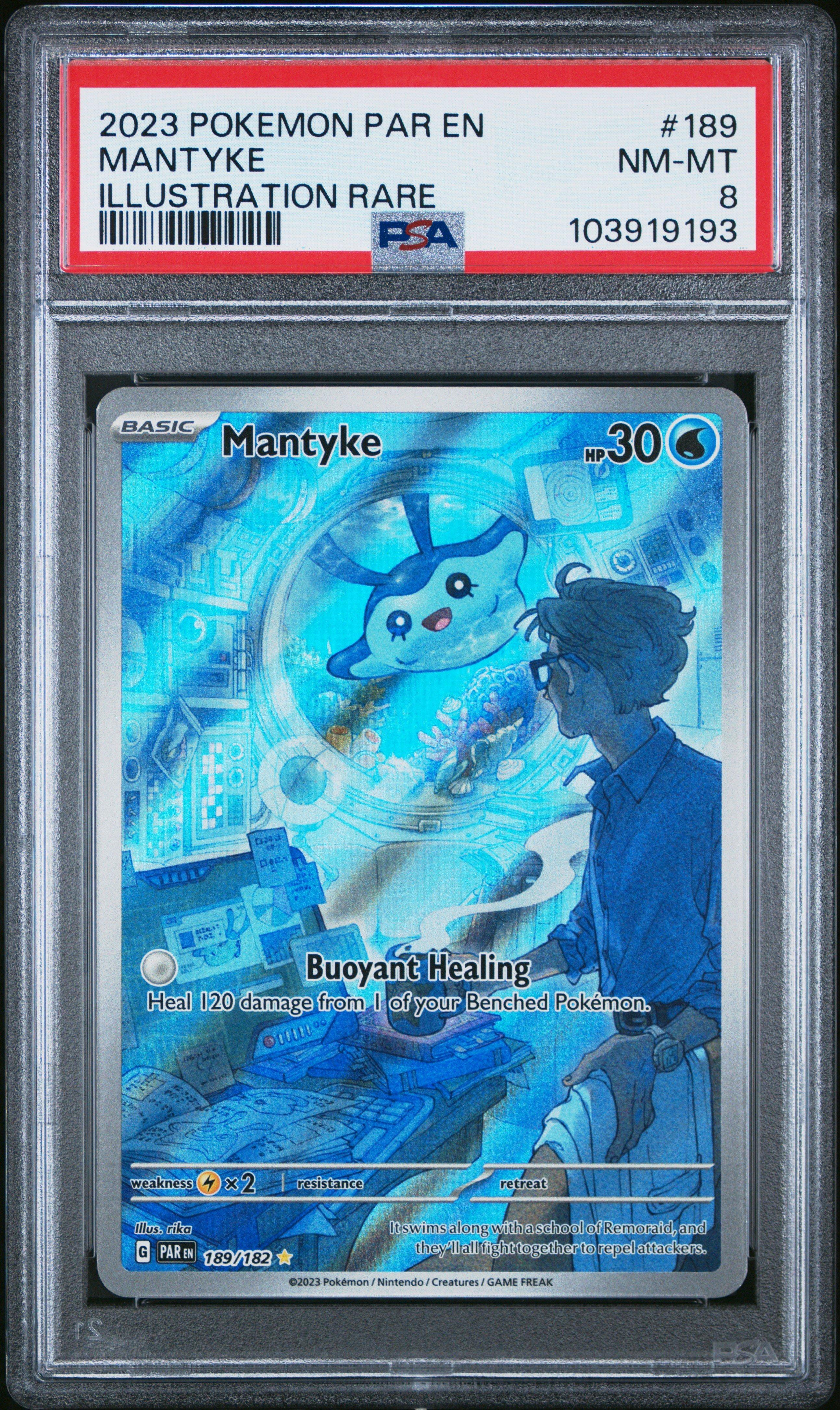2023 Pokemon Par En-paradox Rift 189 Mantyke Illustration Rare PSA
