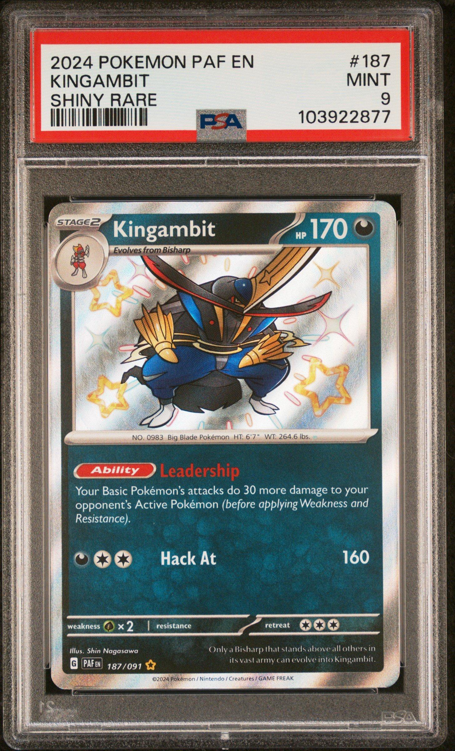 2024 Pokemon Paf En-paldean Fates 187 Kingambit Shiny Rare PSA 9