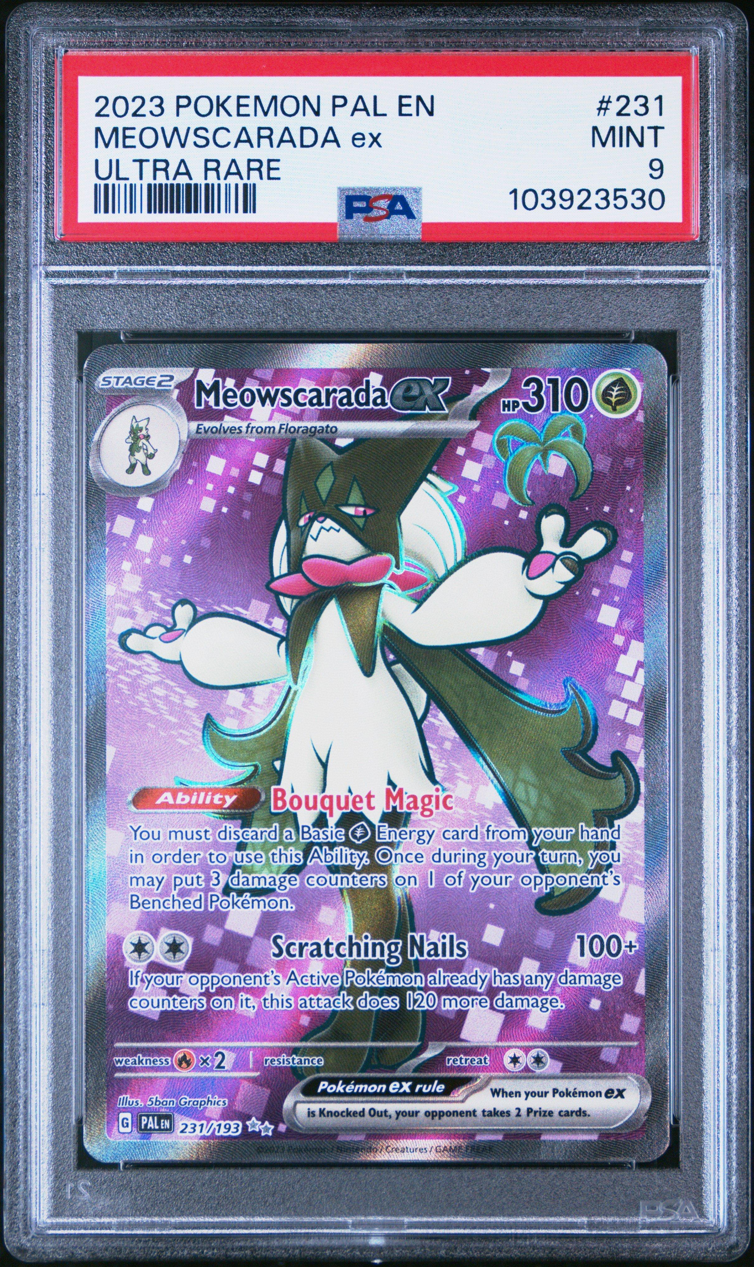 2023 Pokemon Pal En-paldea Evolved 231 Meowscarada Ex Ultra Rare PSA