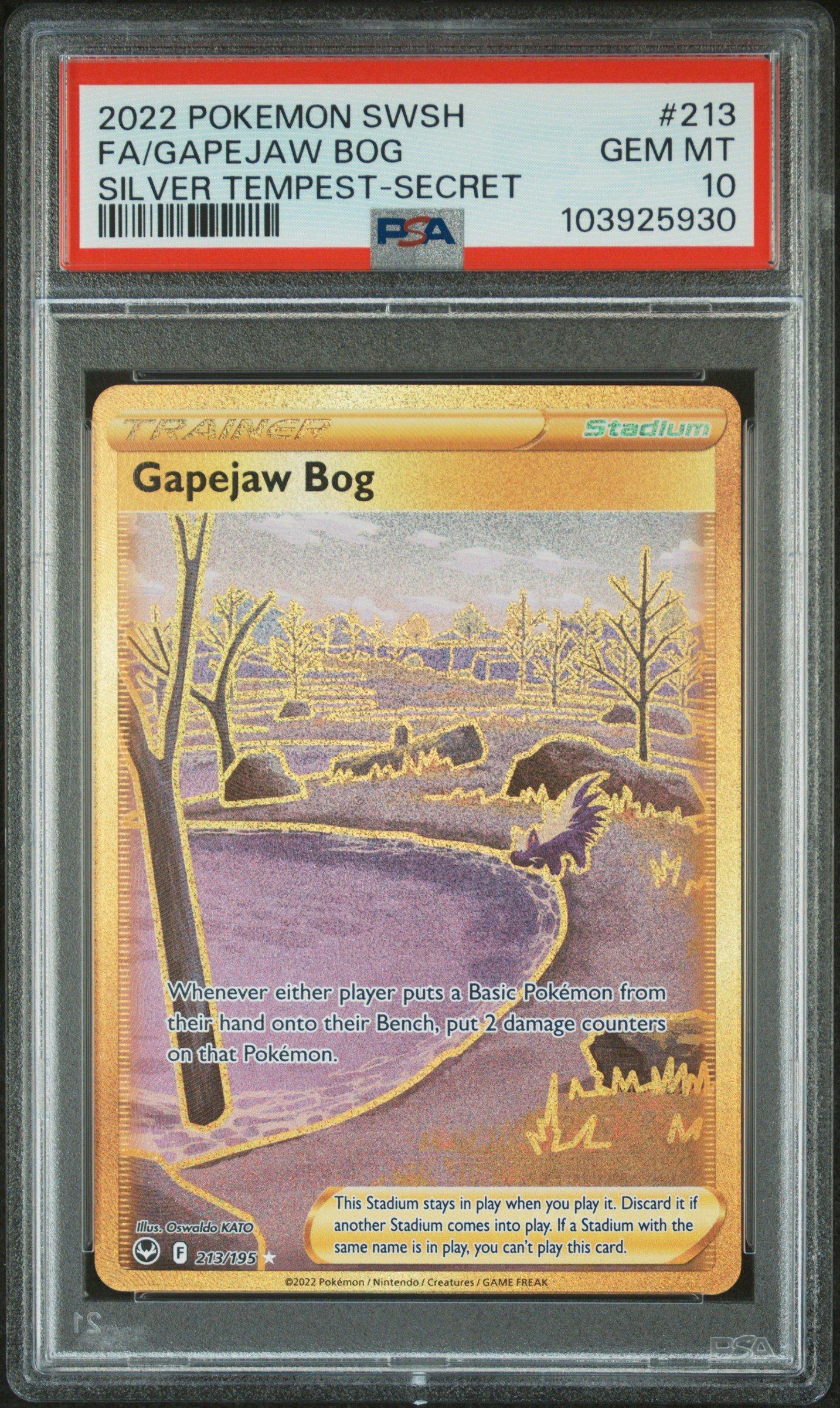 2022 Pokemon Sword & Shield Silver Tempest 213 Full Art/gapejaw Bog Secret PSA