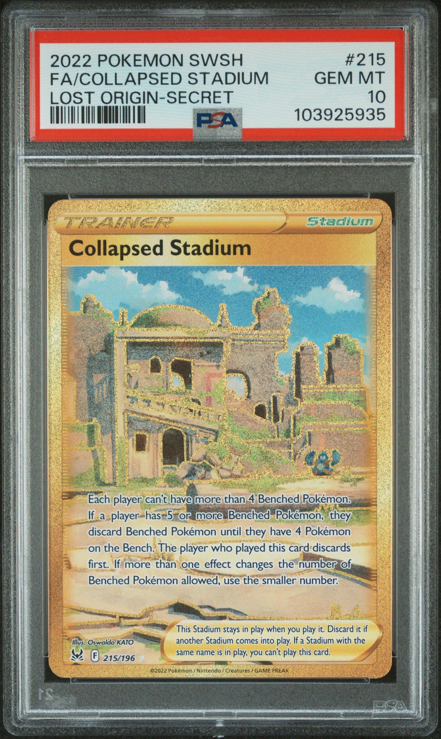 2022 Pokemon Sword & Shield Lost Origin 215 Full Art/collapsed Stadium Secret PSA