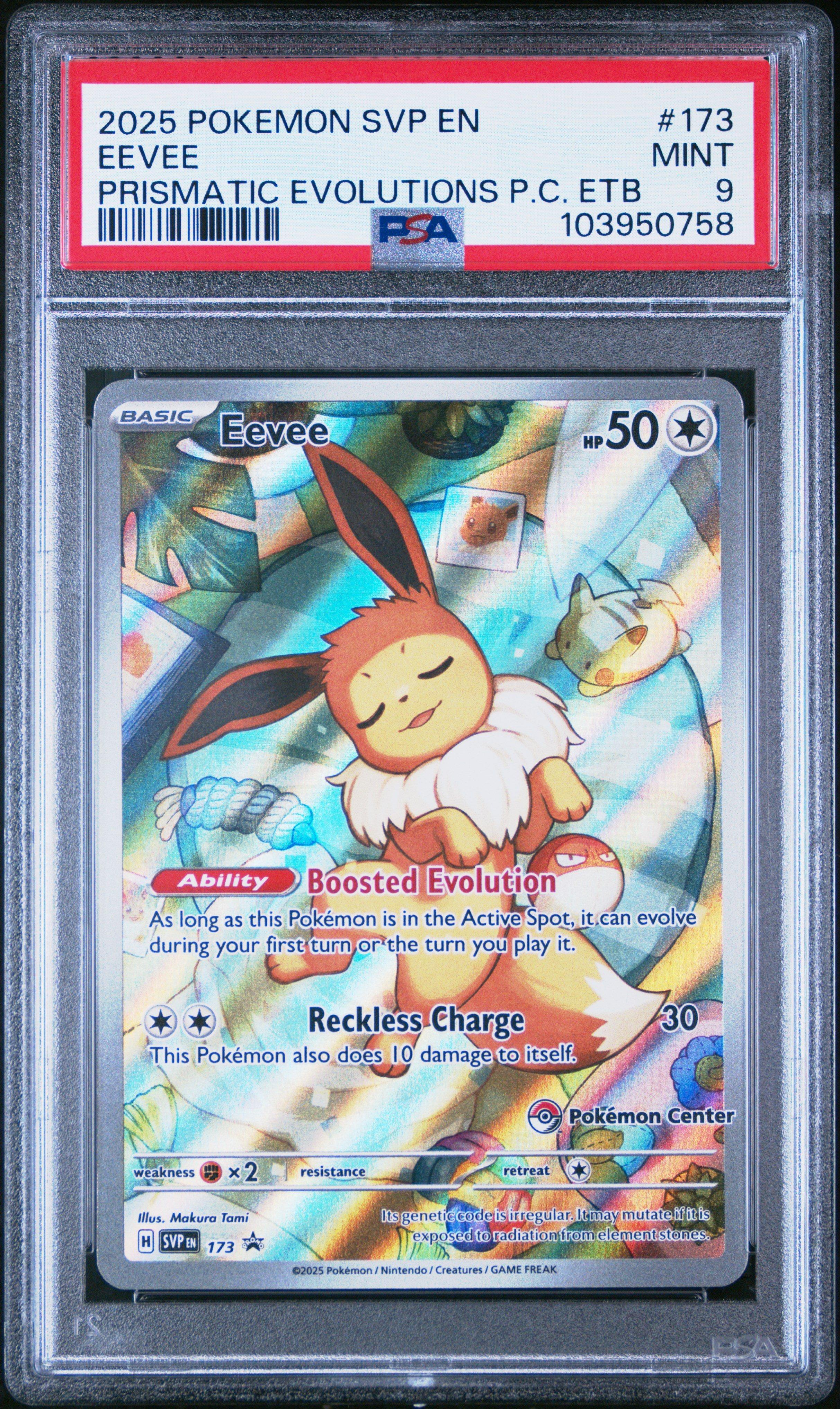 2025 Pokemon Svp En-sv Black Star Promo 173 Eevee Prismatic Evolutions Pokemon Center Elite Trainer Box PSA