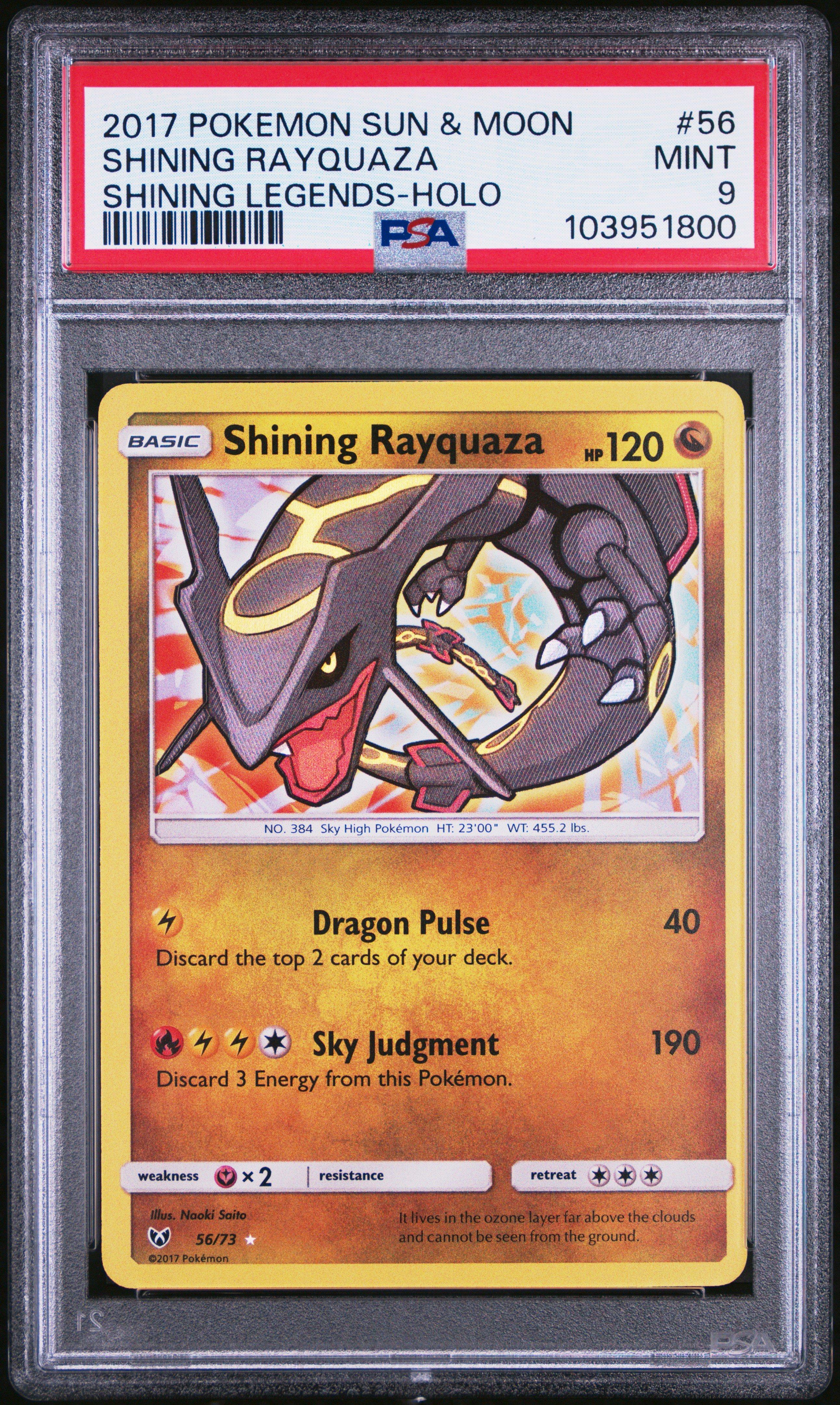 2017 Pokemon Sun & Moon Shining Legends 56 Shining Rayquaza-holo PSA