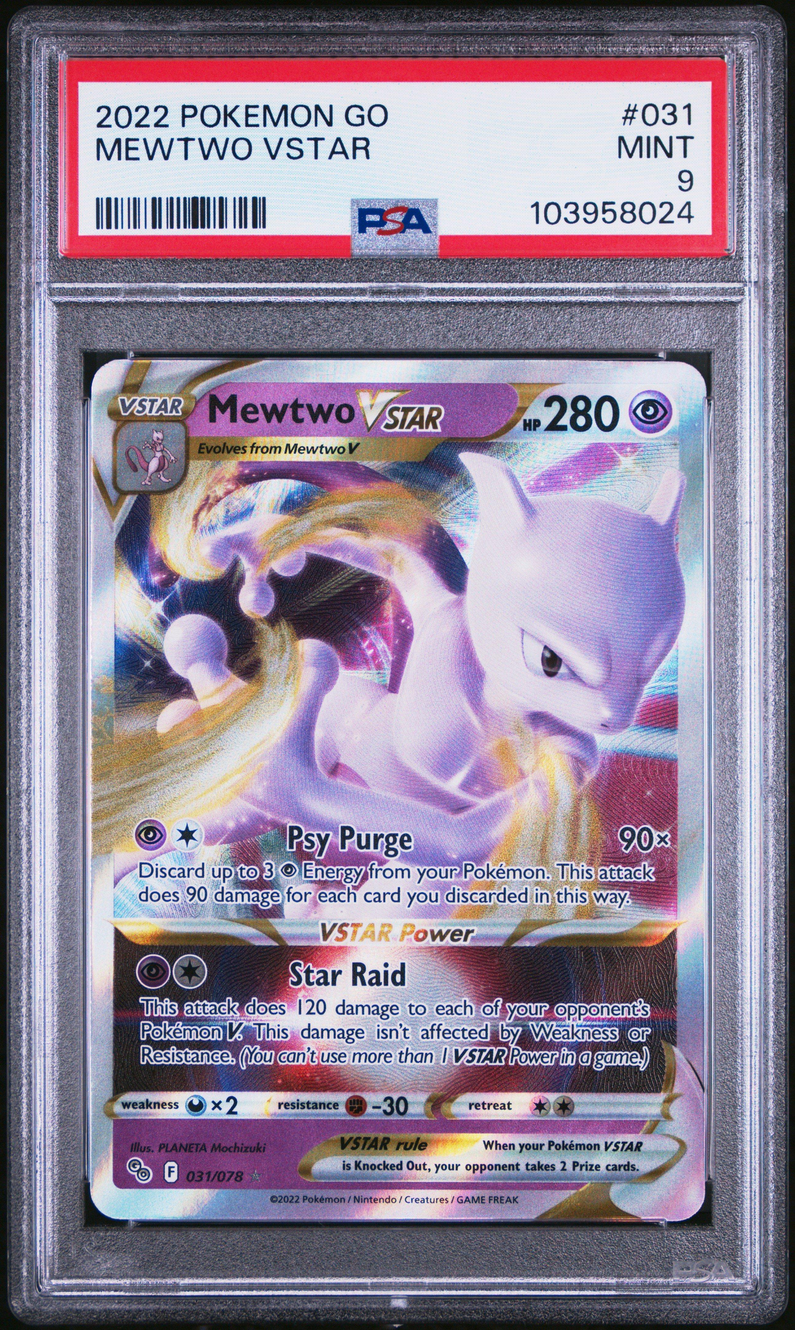 2022 Pokemon Go 031 Mewtwo Vstar PSA 9 Graded Card | GameStop