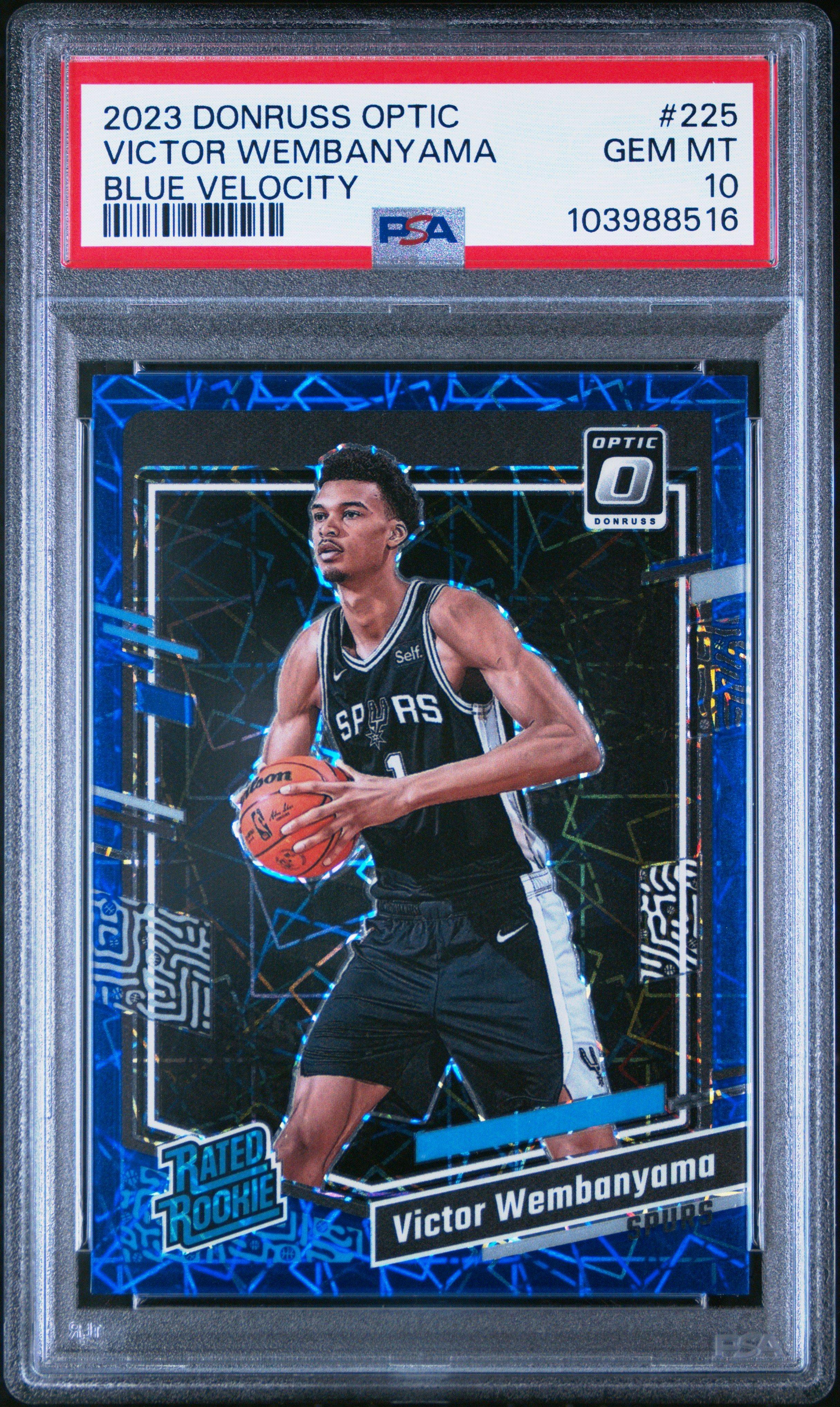 2023 Panini Donruss Optic 225 Victor Wembanyama Blue Velocity PSA 