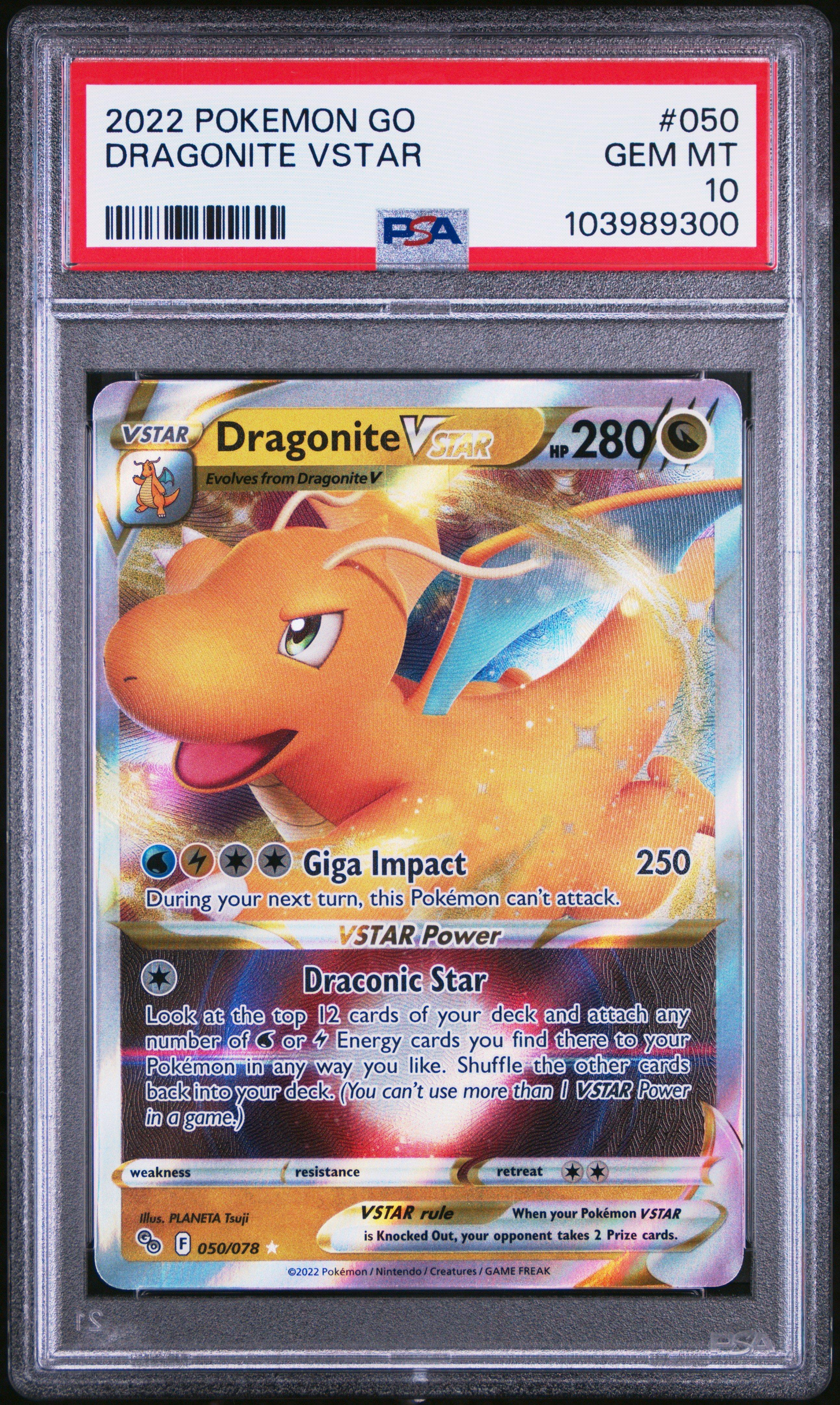 2022 Pokemon Go 050 Dragonite Vstar PSA 10
