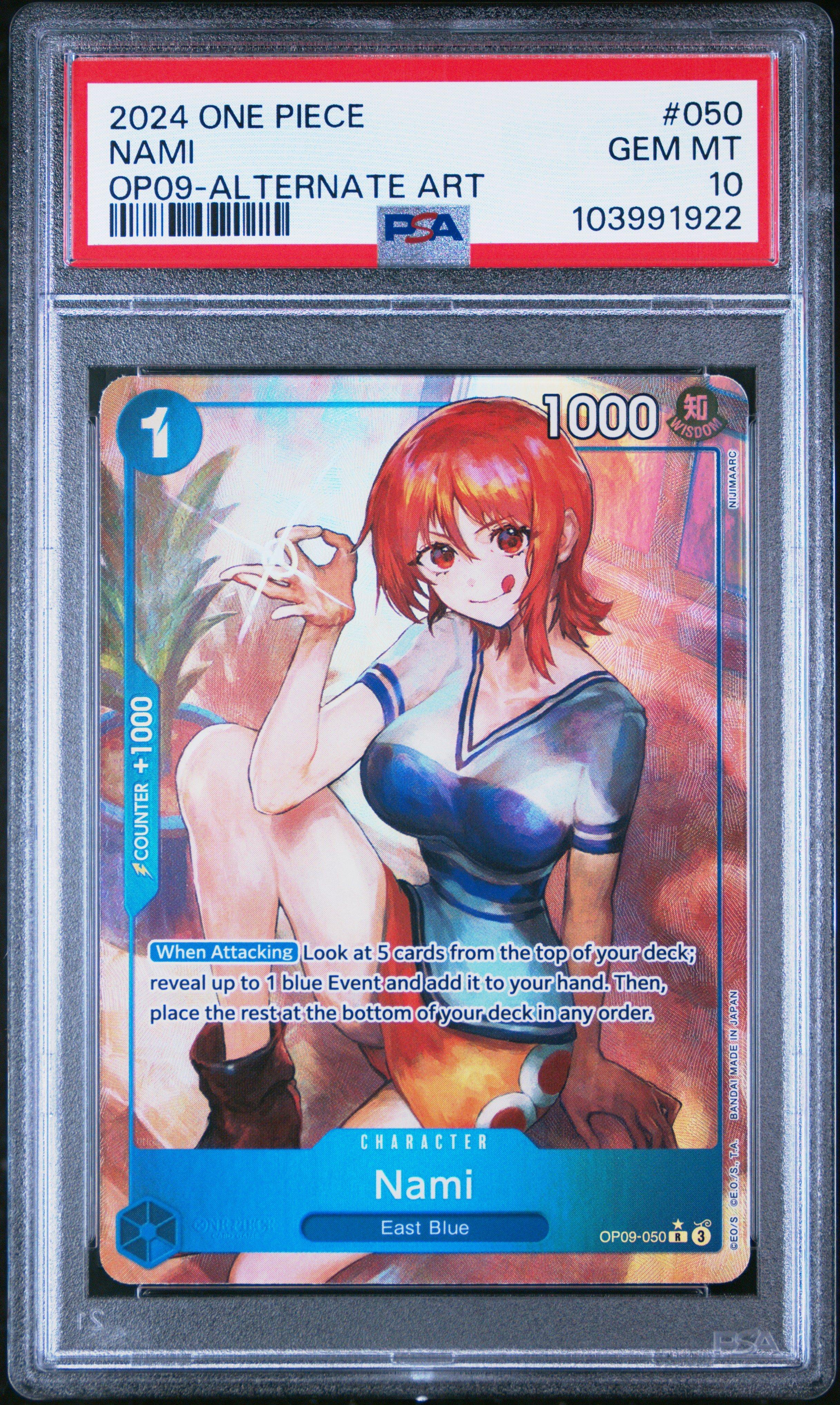 2024 One Piece Op09-emperors In The New World 050 Nami Alternate Art PSA 10