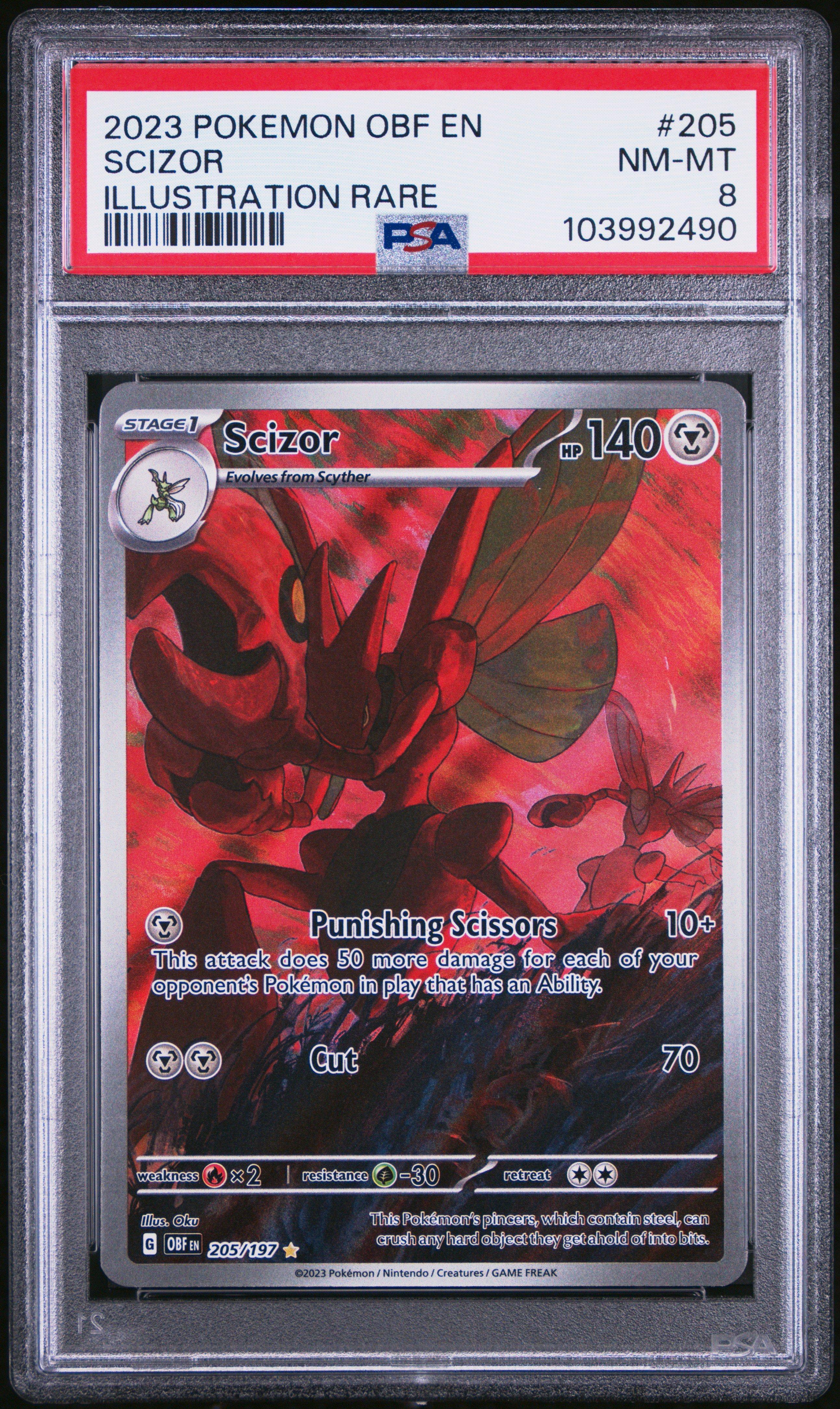 2023 Pokemon Obf En-obsidian Flames 205 Scizor Illustration Rare PSA