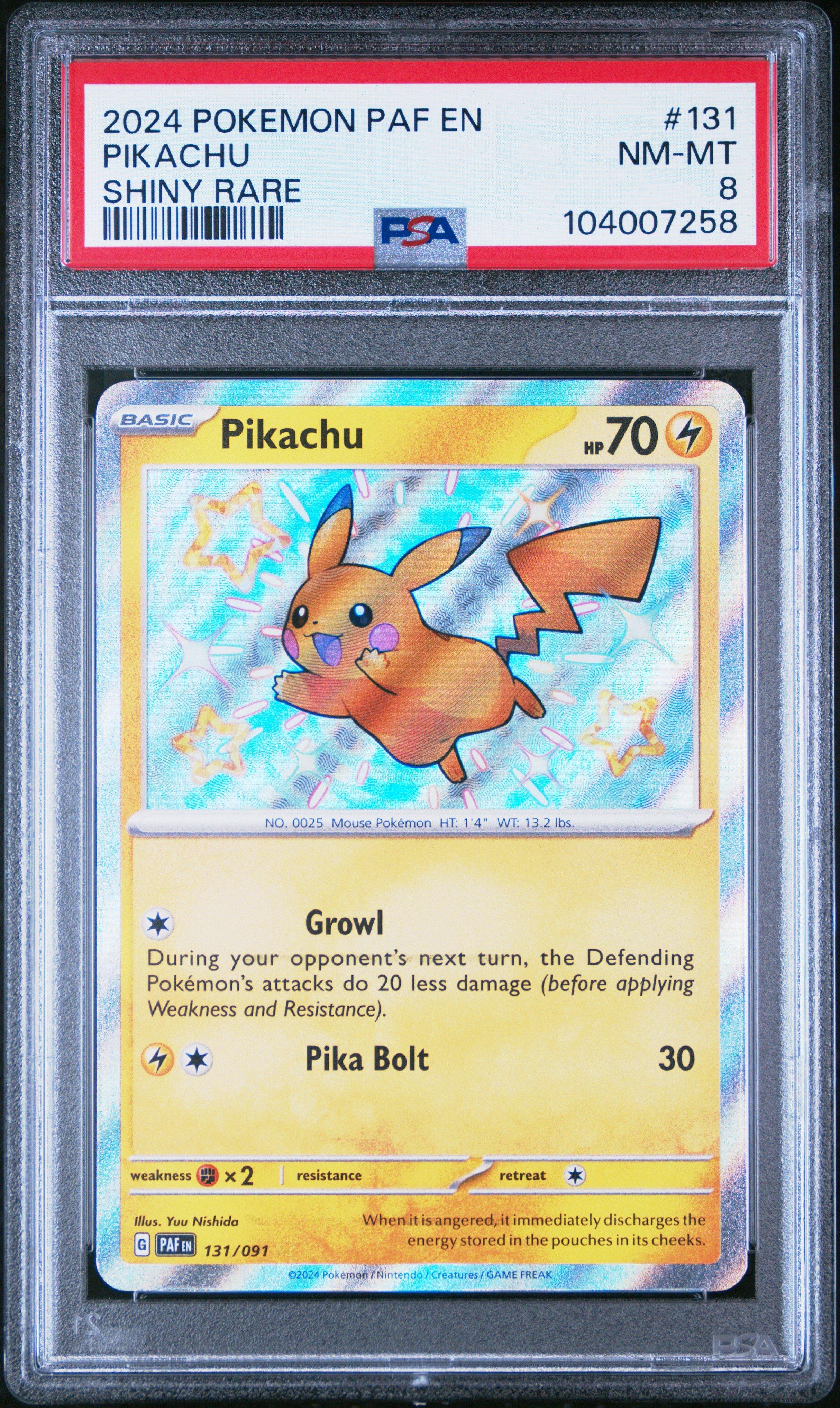 2024 Pokemon Paf En-paldean Fates 131 Pikachu Shiny Rare PSA