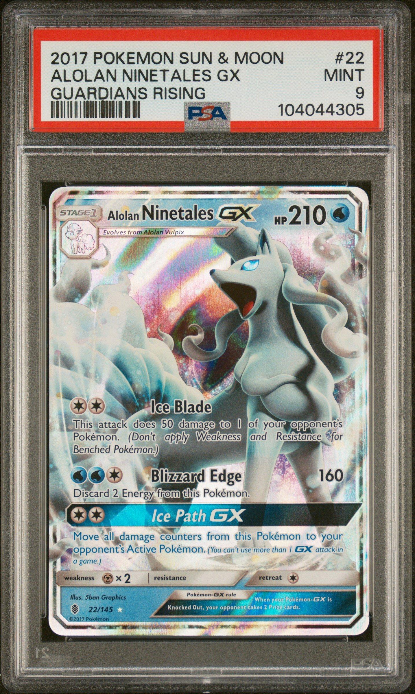 2017 Pokemon Sun & Moon Guardians Rising 22 Alolan Ninetales Gx PSA