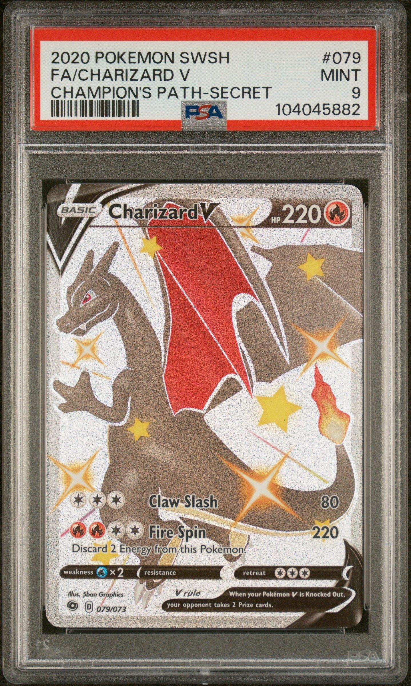 2020 Pokemon Sword & Shield Champion's Path 079 Full Art/charizard V Secret PSA