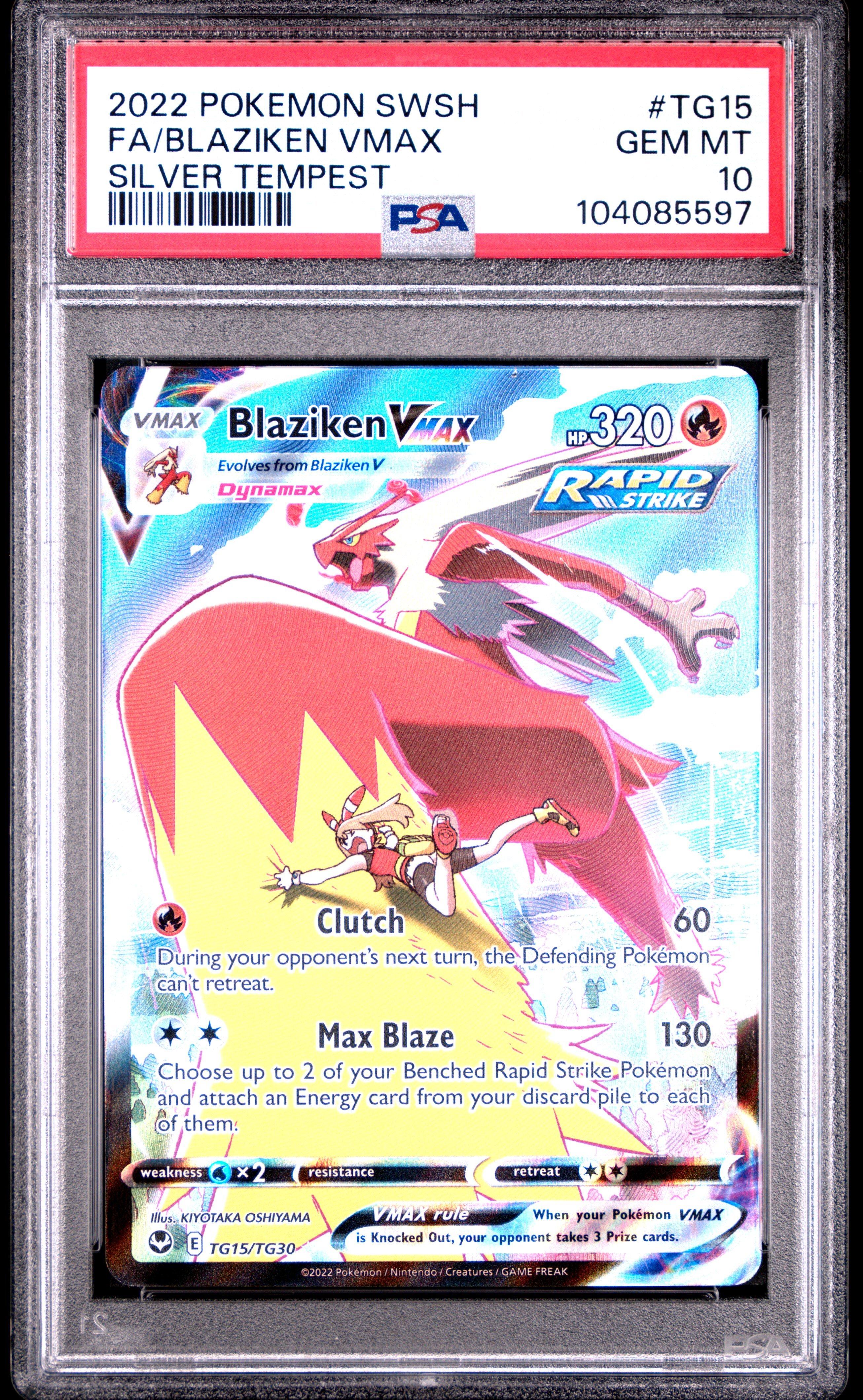 2022 Pokemon Sword & Shield Silver Tempest Tg15 Full Art/blaziken Vmax PSA