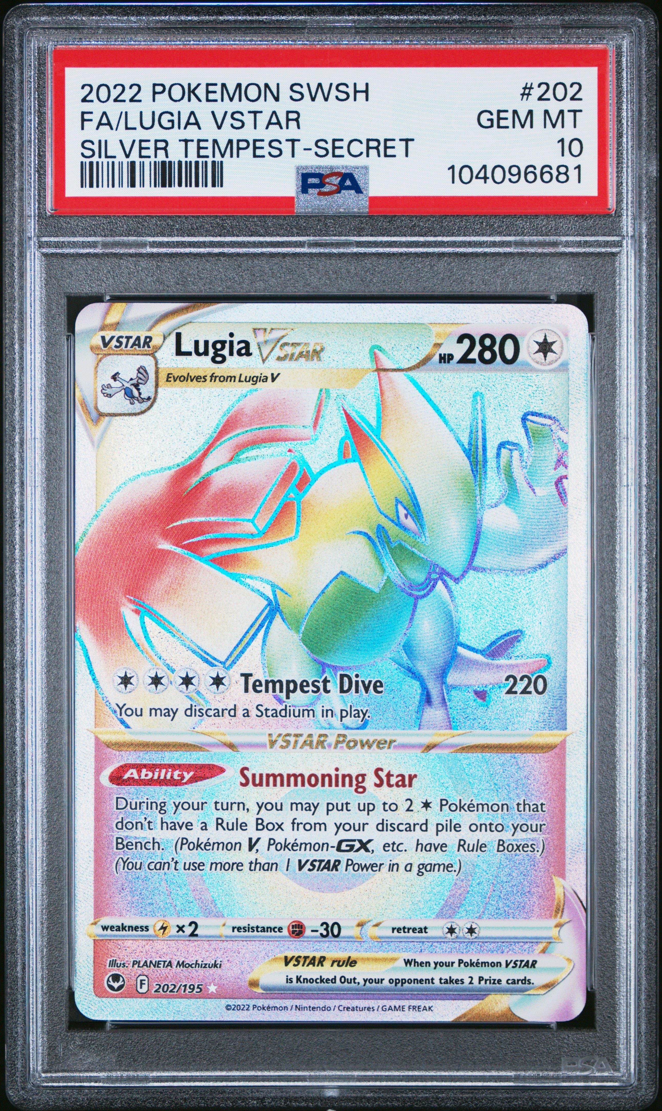 2022 Pokemon Sword & Shield Silver Tempest Full Art/lugia Vstar Secret PSA