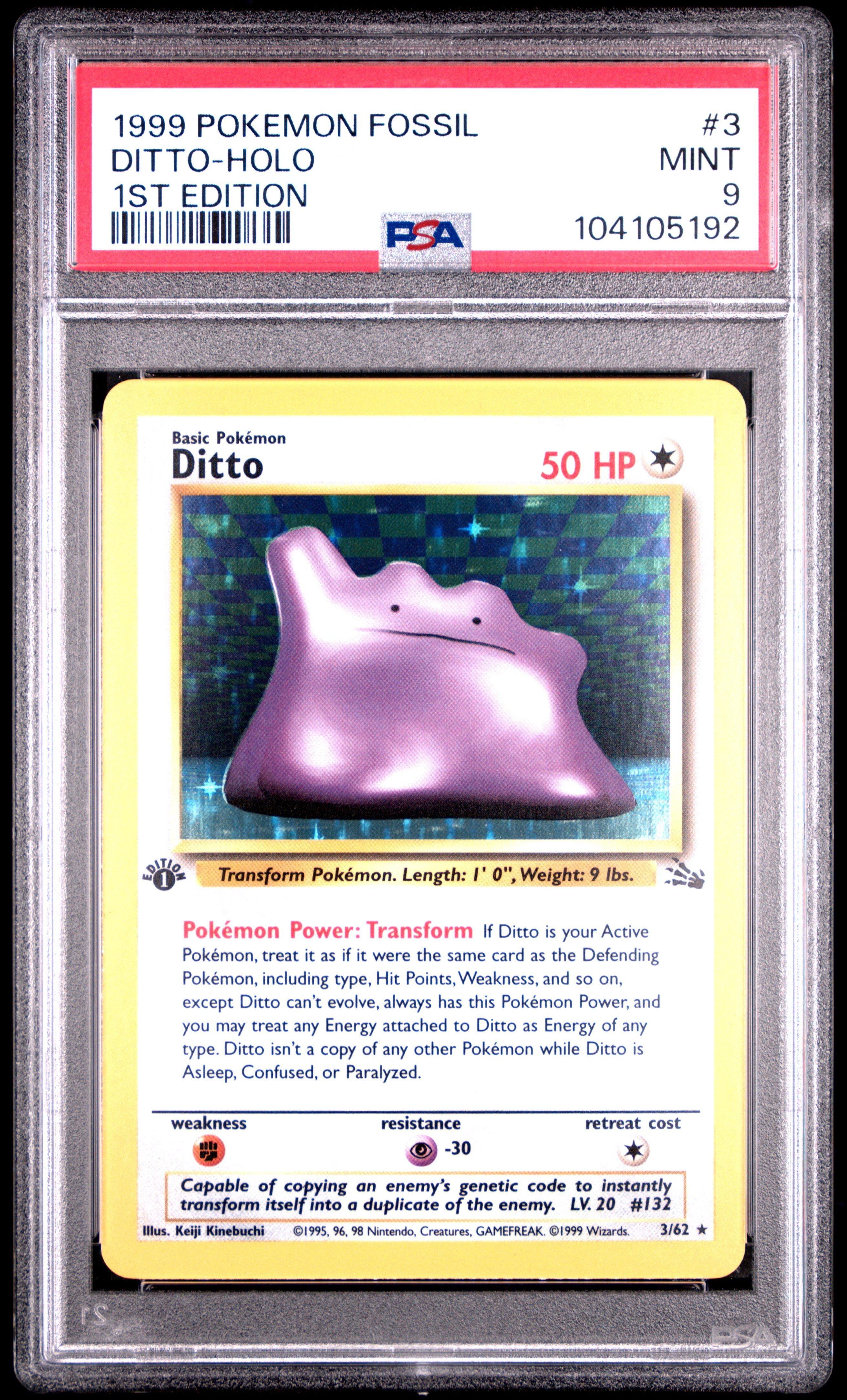 1999 Pokemon Fossil 3 Ditto-holo 1st Edition PSA