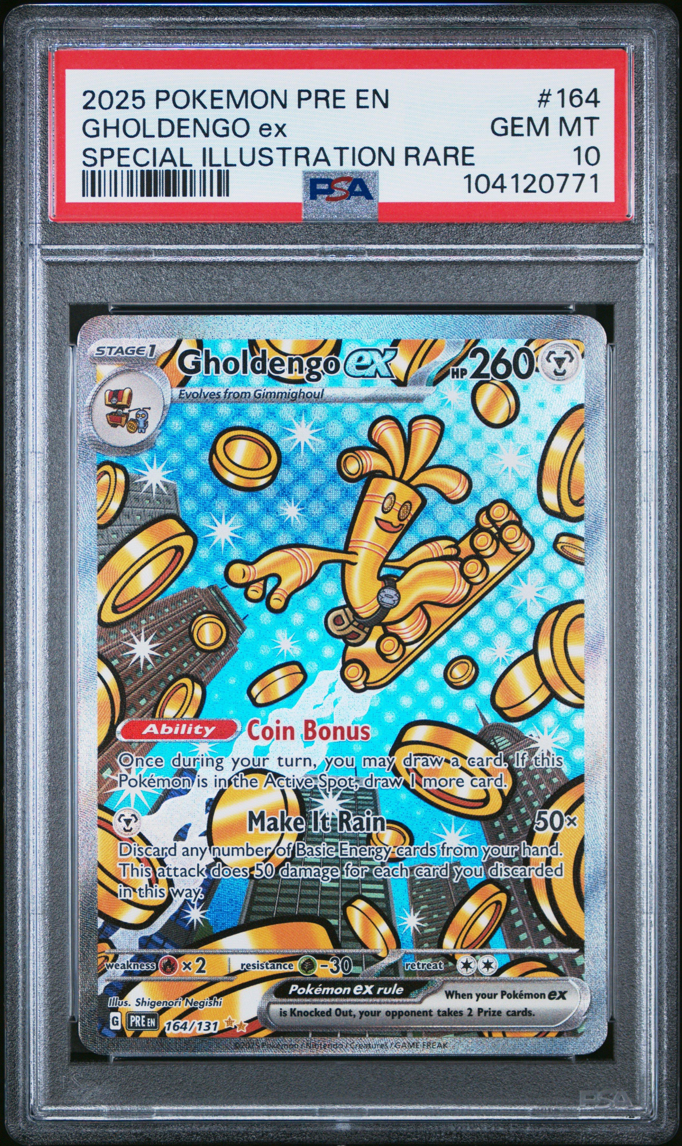 2025 Pokemon Pre En-prismatic Evolutions 164 Gholdengo Ex Special Illustration Rare PSA