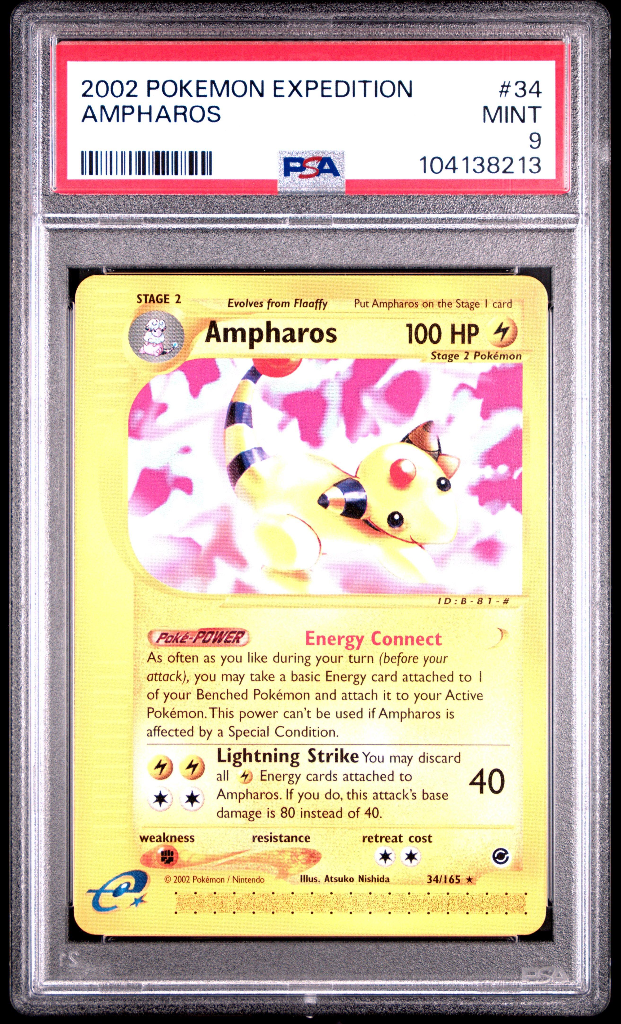 2002 Pokemon Expedition 34 Ampharos PSA 9