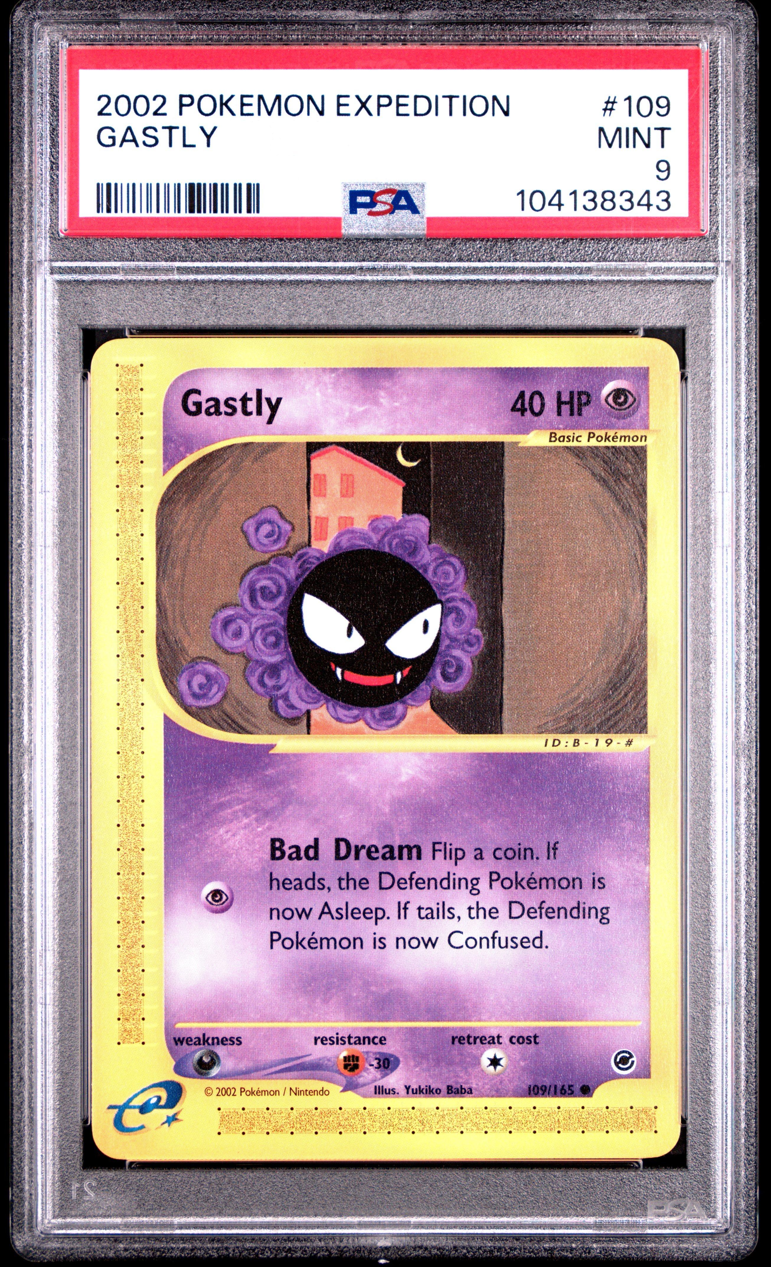 2002 Pokemon Expedition 109 Gastly PSA 9