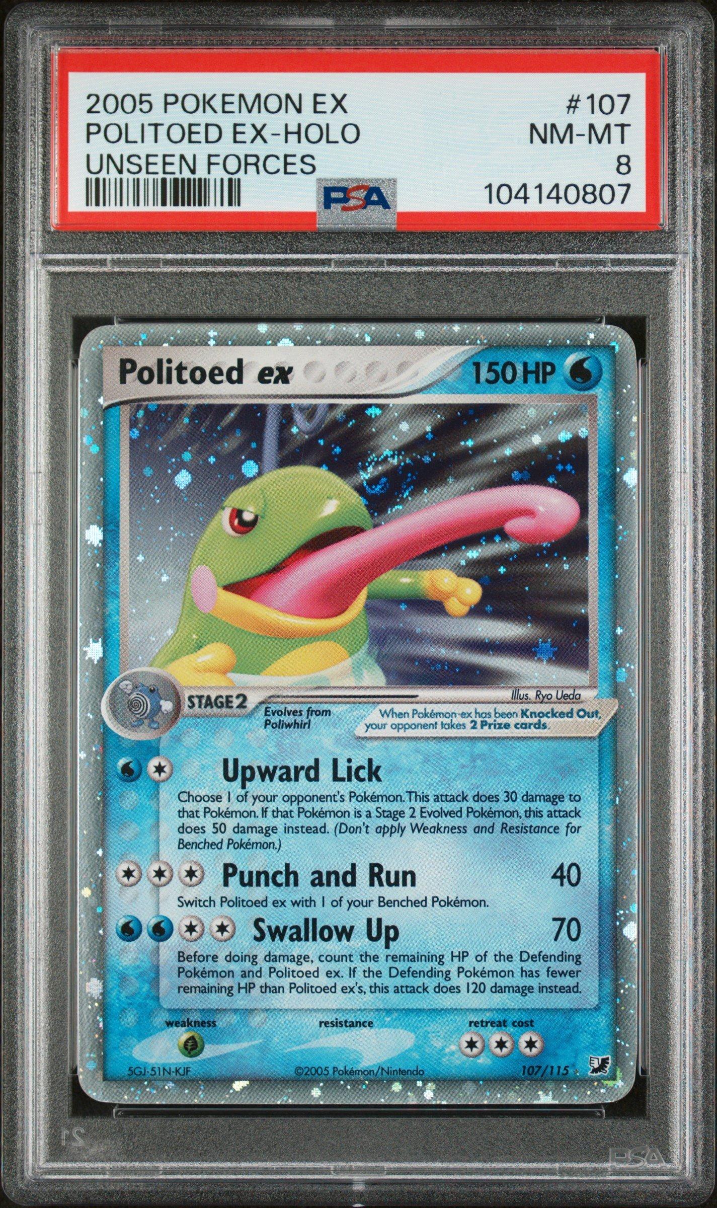 2005 Pokemon Ex Unseen Forces 107 Politoed Ex-holo PSA 8