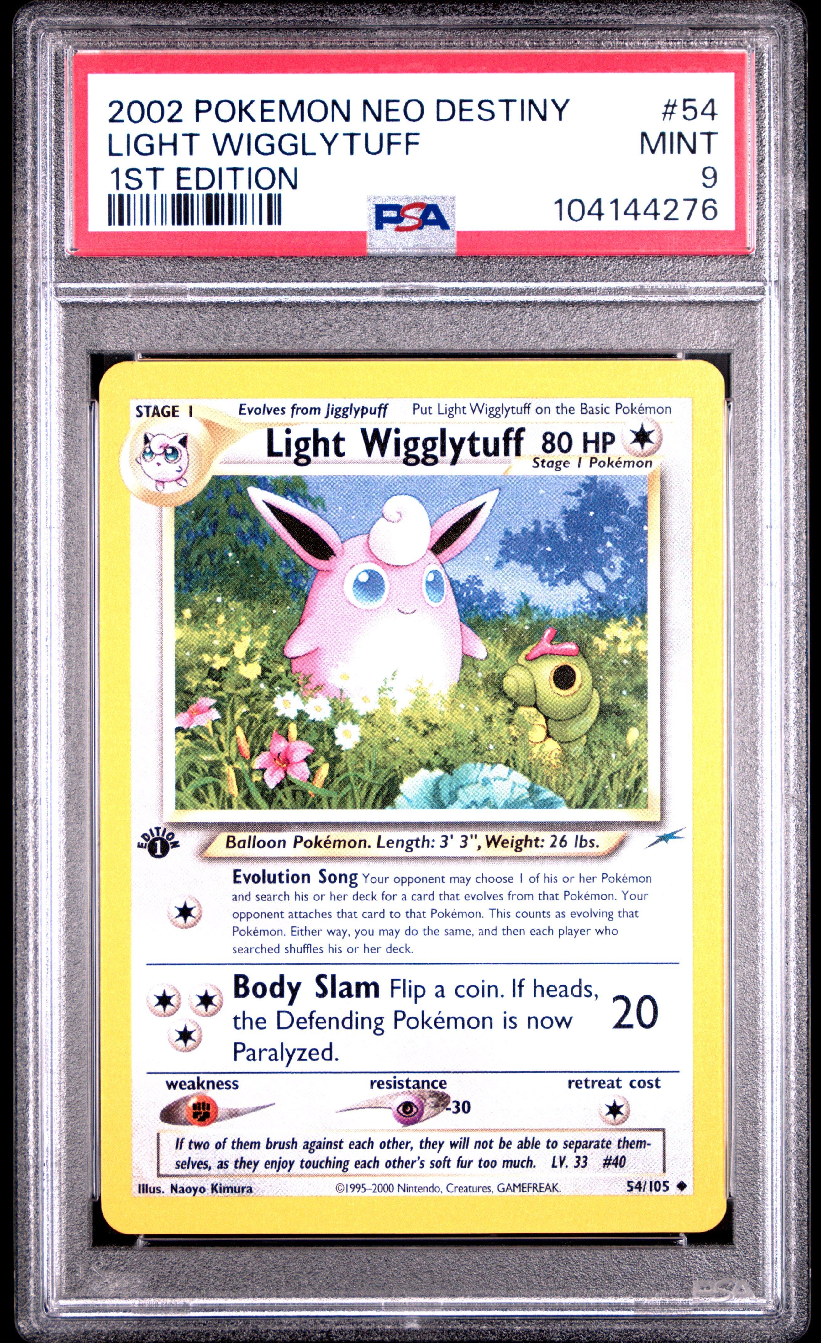 2002 Pokemon Neo Destiny 54 Light Wigglytuff 1st Edition PSA
