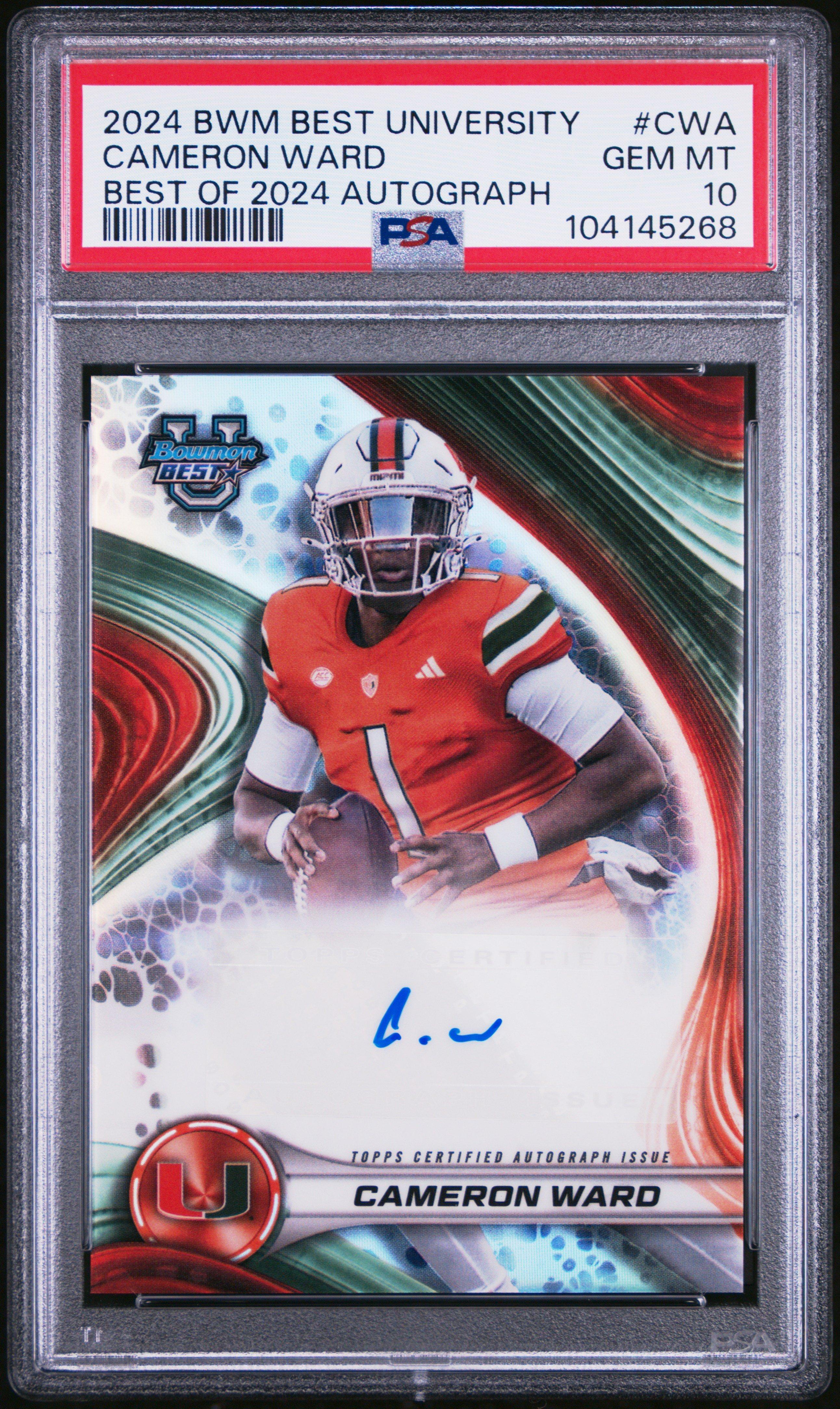 2024 Bowman Best University Best Of 2024 Autographs Cwa Cameron Ward PSA 10