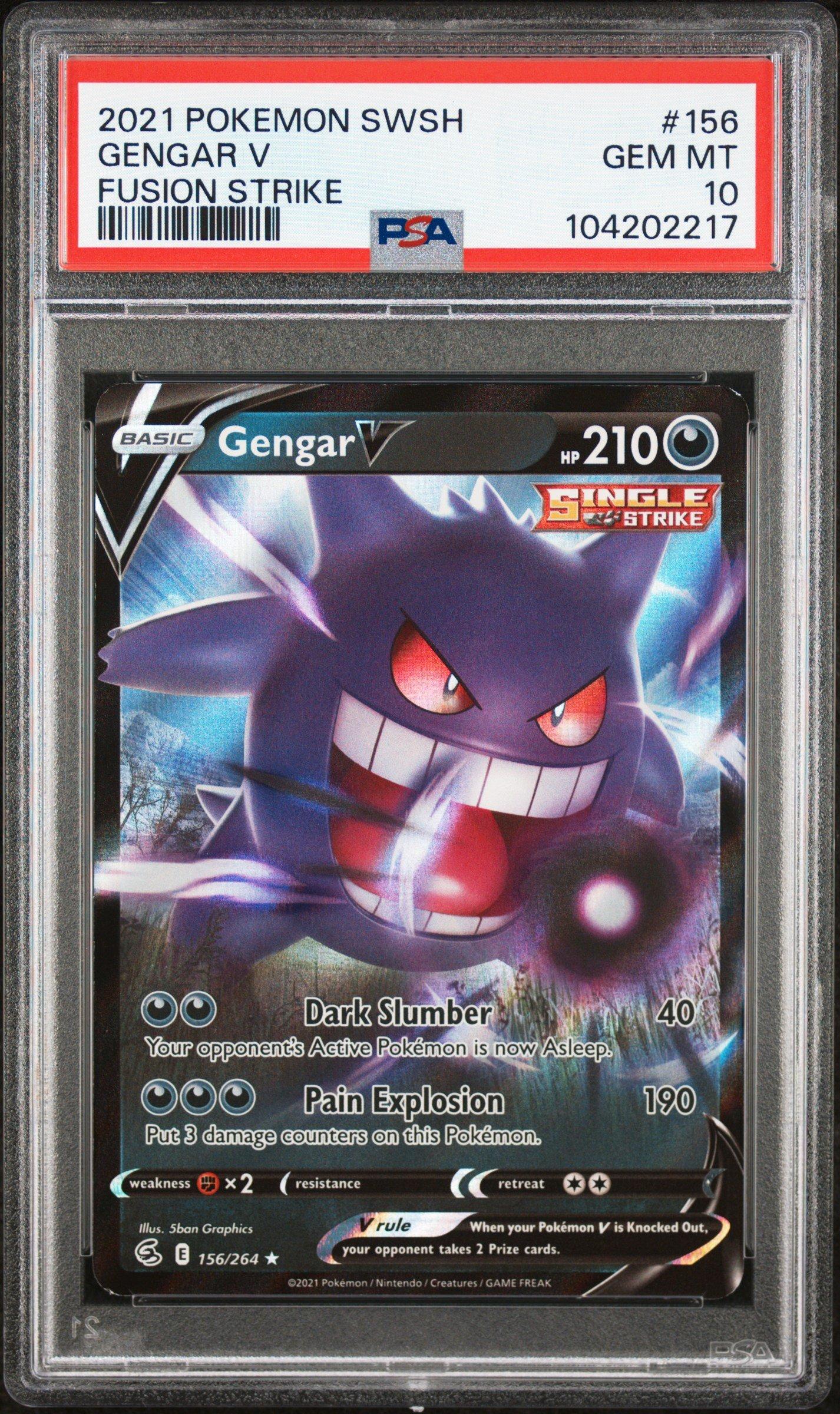 2021 Pokemon Sword & Shield Fusion Strike 156 Gengar V PSA 10