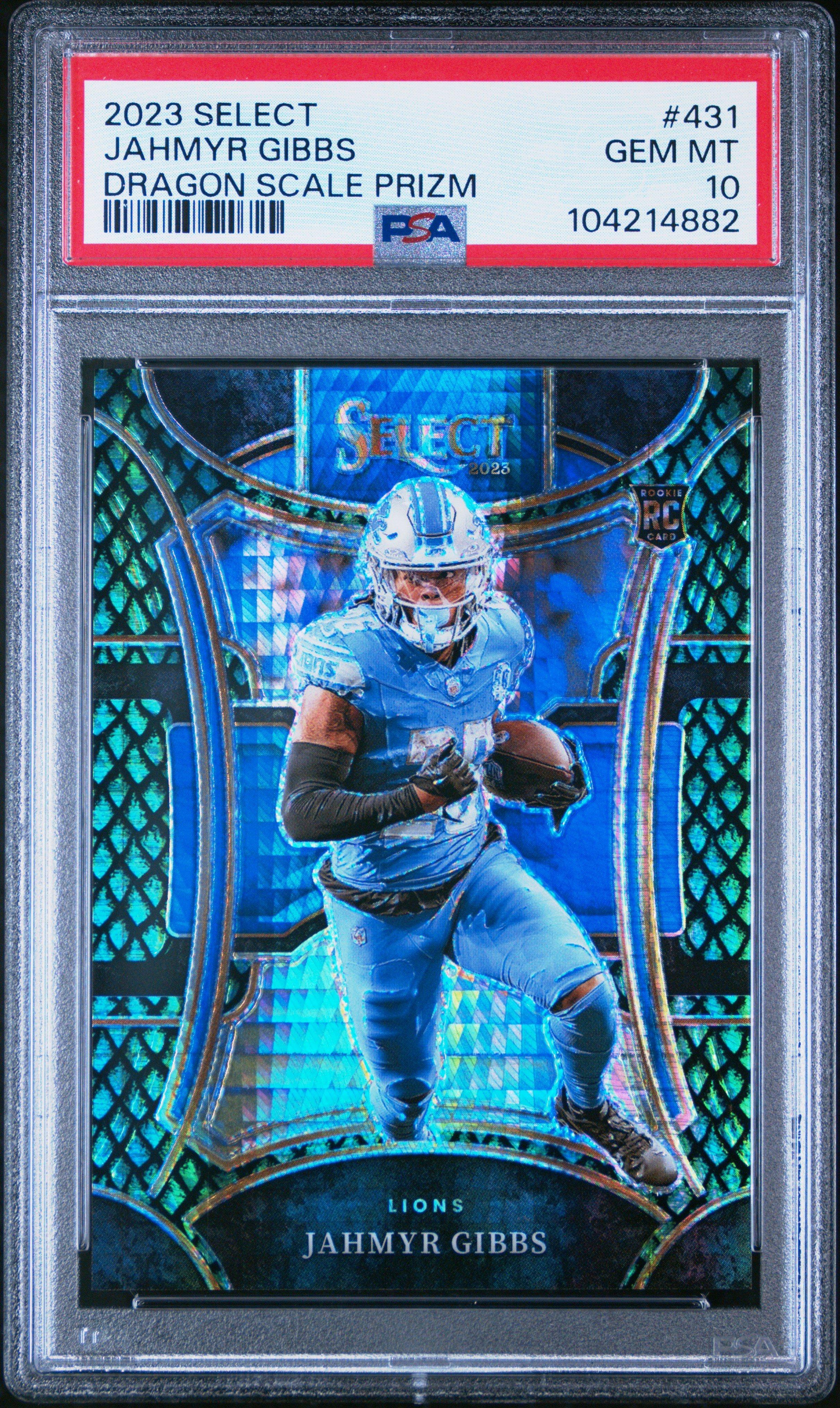 2023 Panini Select 431 Jahmyr Gibbs Dragon Scale Prizm PSA 10