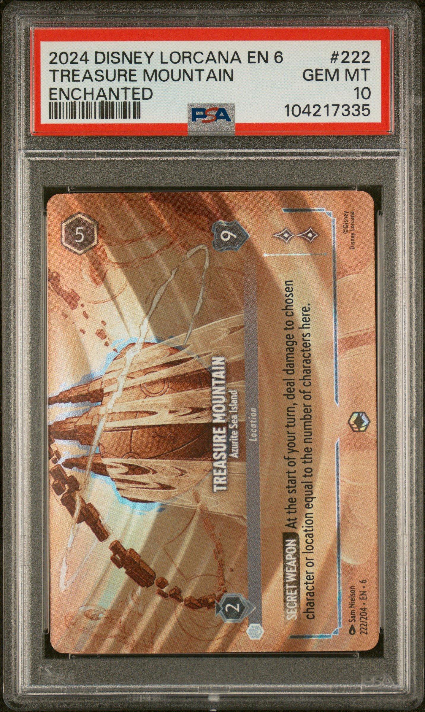 2024 Disney Lorcana En 6-azurite Sea 222 Treasure Mountain - Azurite Sea Island Enchanted PSA 10