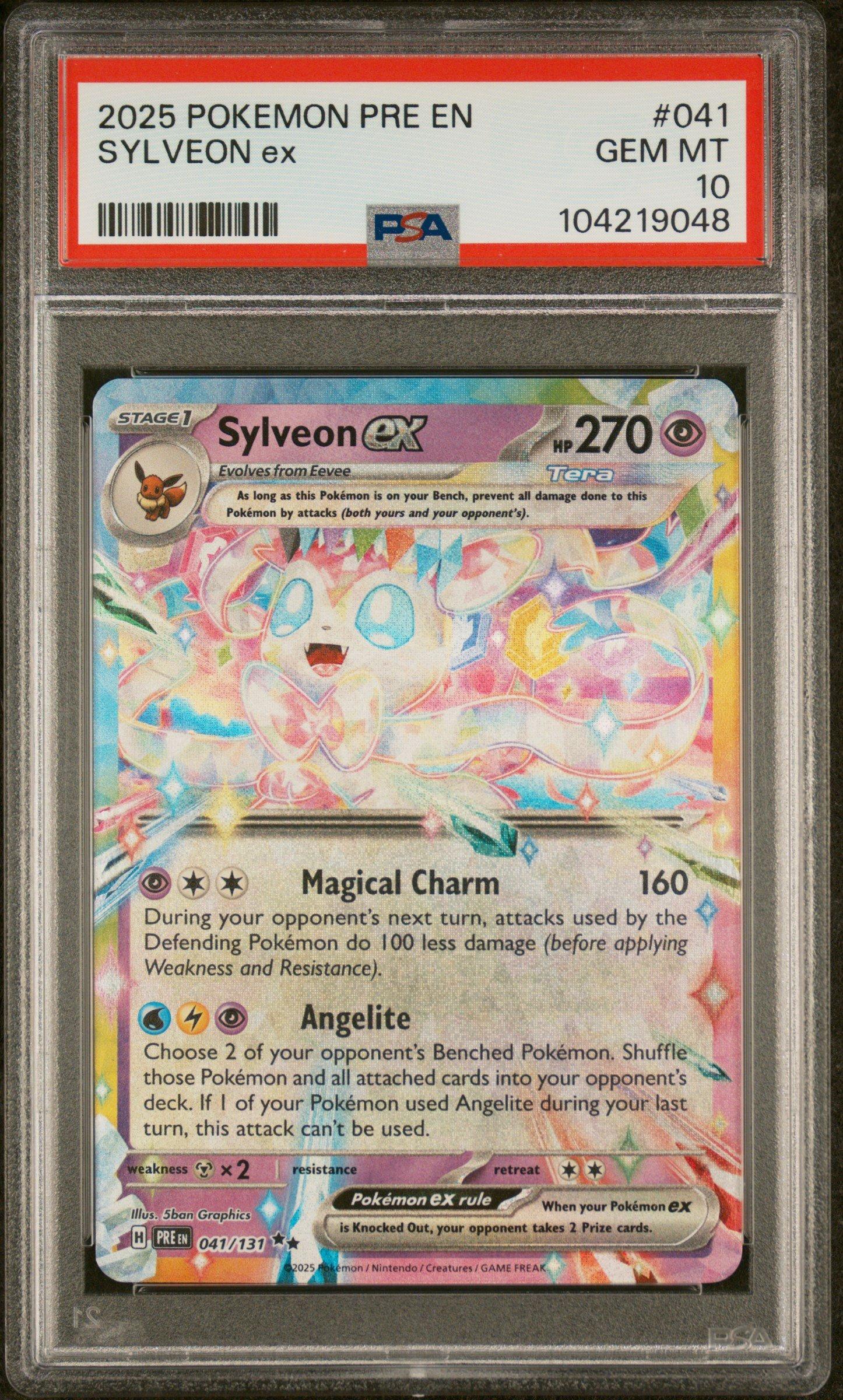 2025 Pokemon Pre En-prismatic Evolutions 041 Sylveon Ex PSA