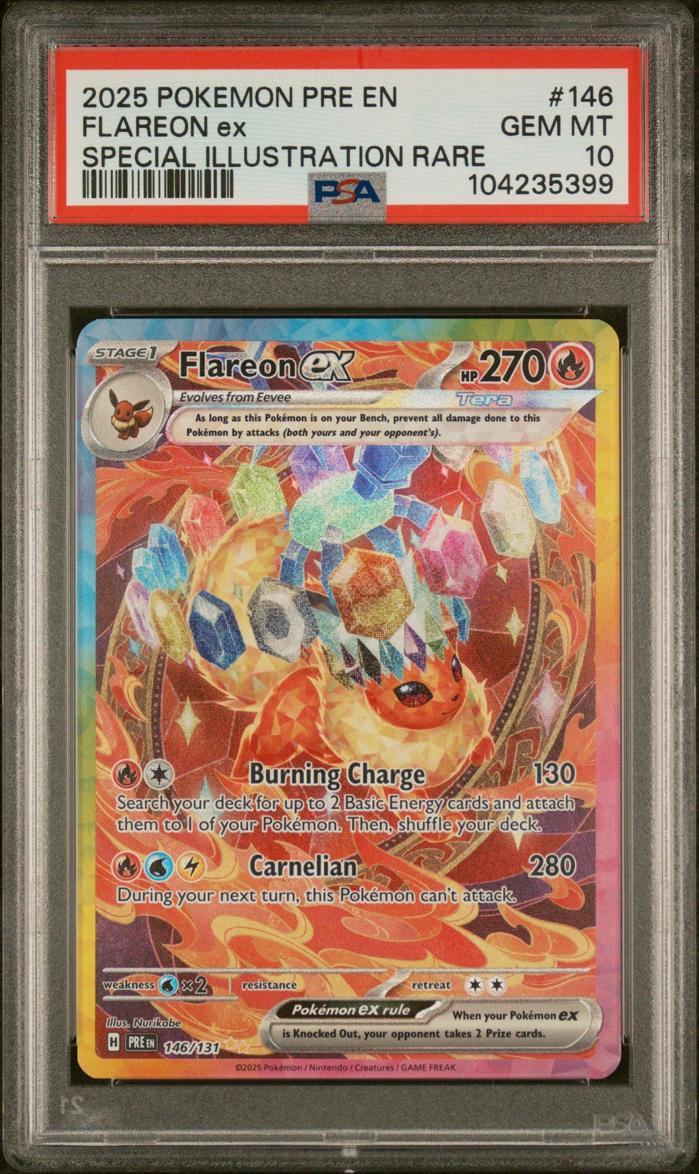 2025 Pokemon Pre En-prismatic Evolutions 146 Flareon Ex Special Illustration Rare PSA