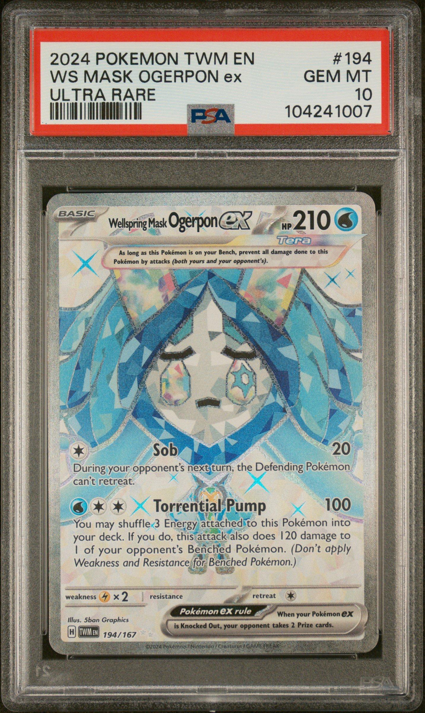 2024 Pokemon Twm En-twilight Masquerade 194 Wellspring Mask Ogerpon Ex Ultra Rare PSA 10