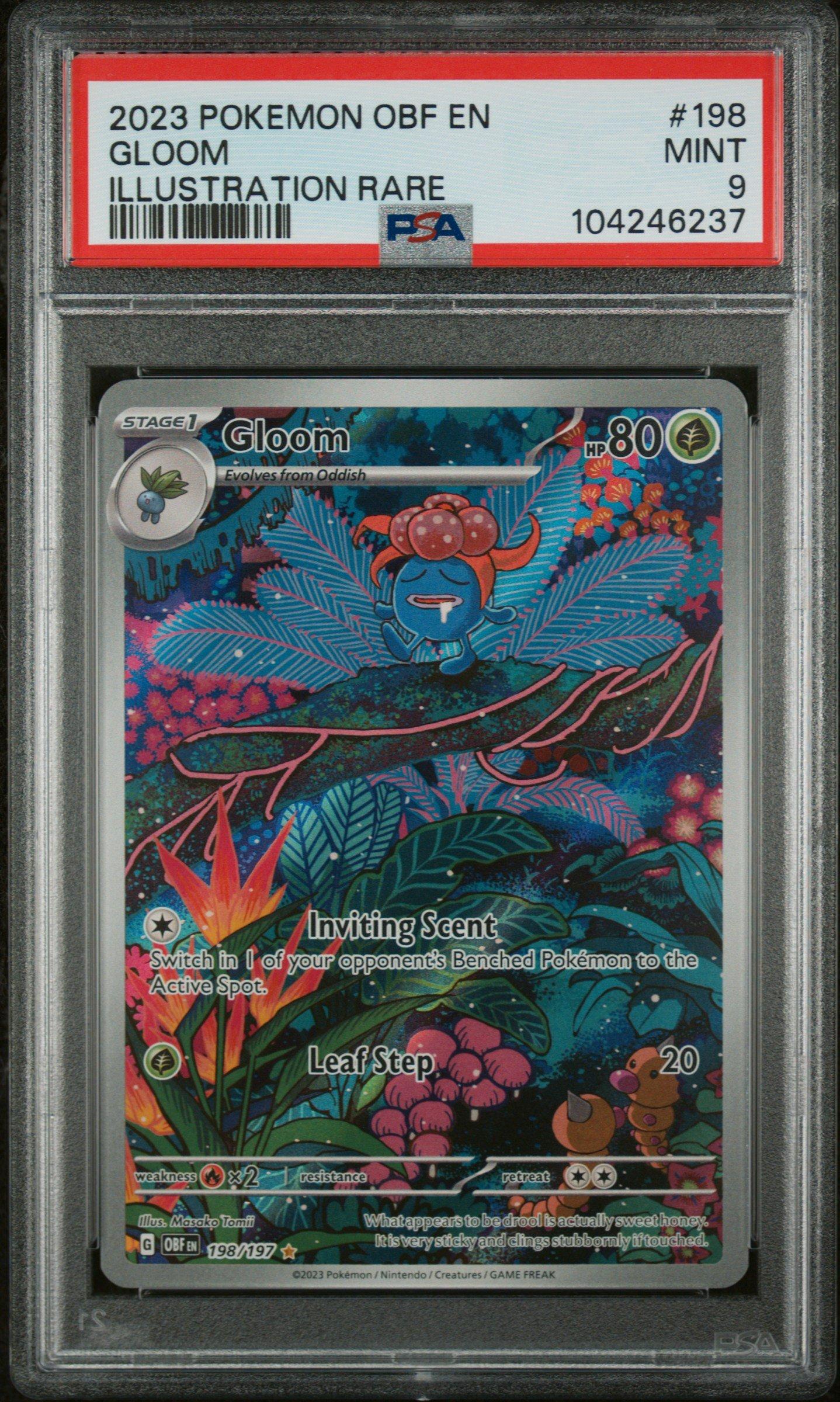 gloom full art pokemon card - 198/197 - Obsidian Flames - Illustration Rare RarityCommon Hit Points80 HP Colorless Inviting Scent Switch in 1 of your opponent’s Benched Pokémon to the Active Spot. Pokemon - Gloom (27/90) -