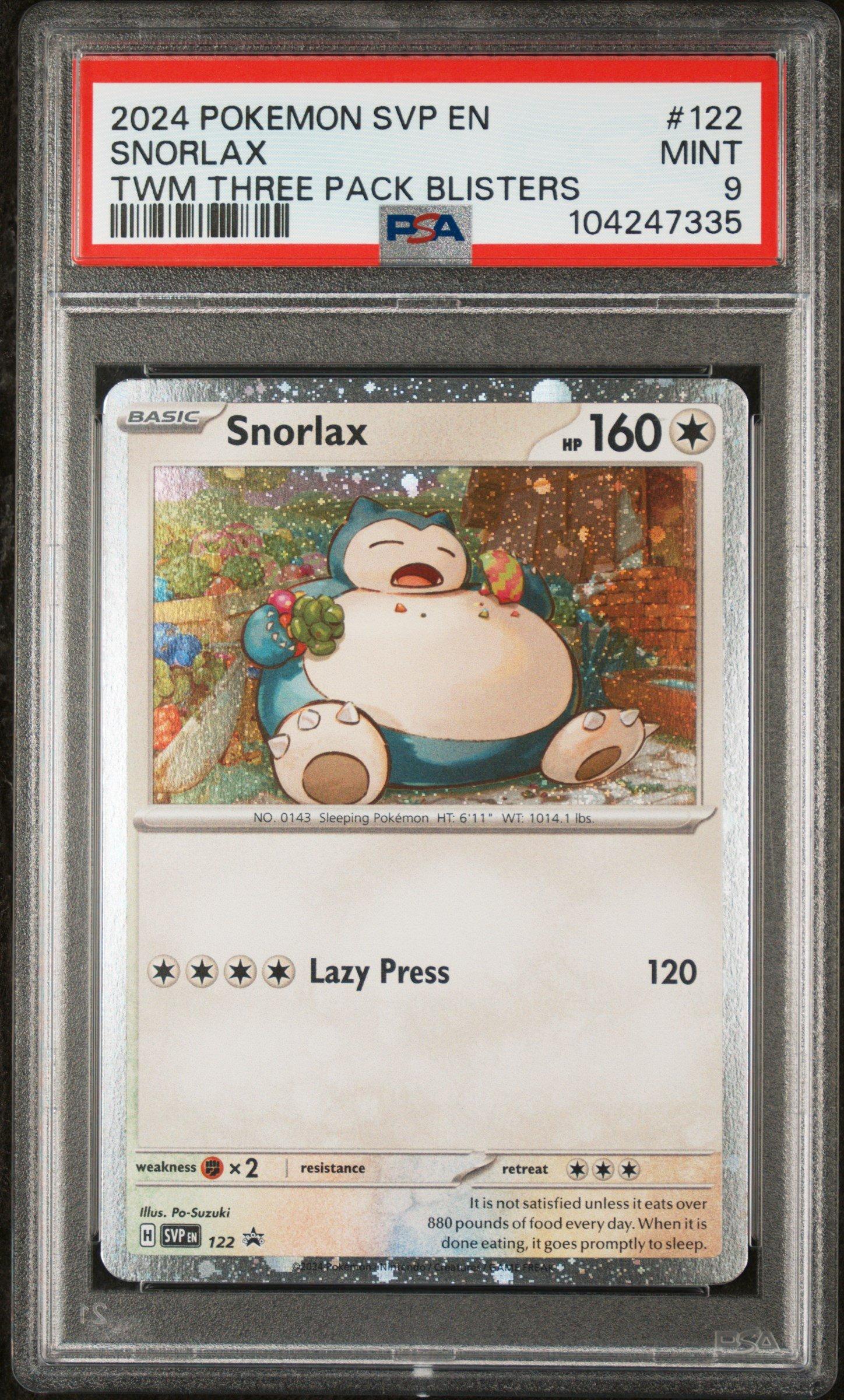 2024 Pokemon Svp En-sv Black Star Promo 122 Snorlax Twilight Masquerade  Three Pack Blisters PSA 9 Graded Card | GameStop