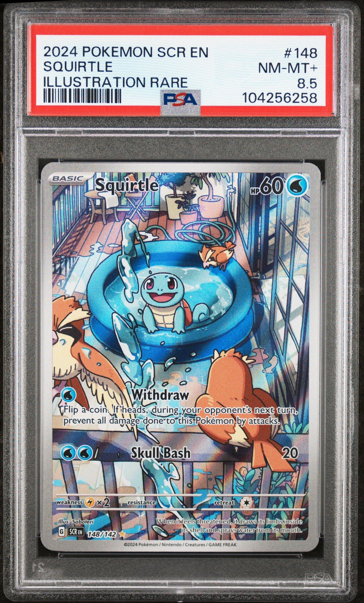 2024 Pokemon Scr En-stellar Crown 148 Squirtle Illustration Rare PSA NM-MT+ 8.5