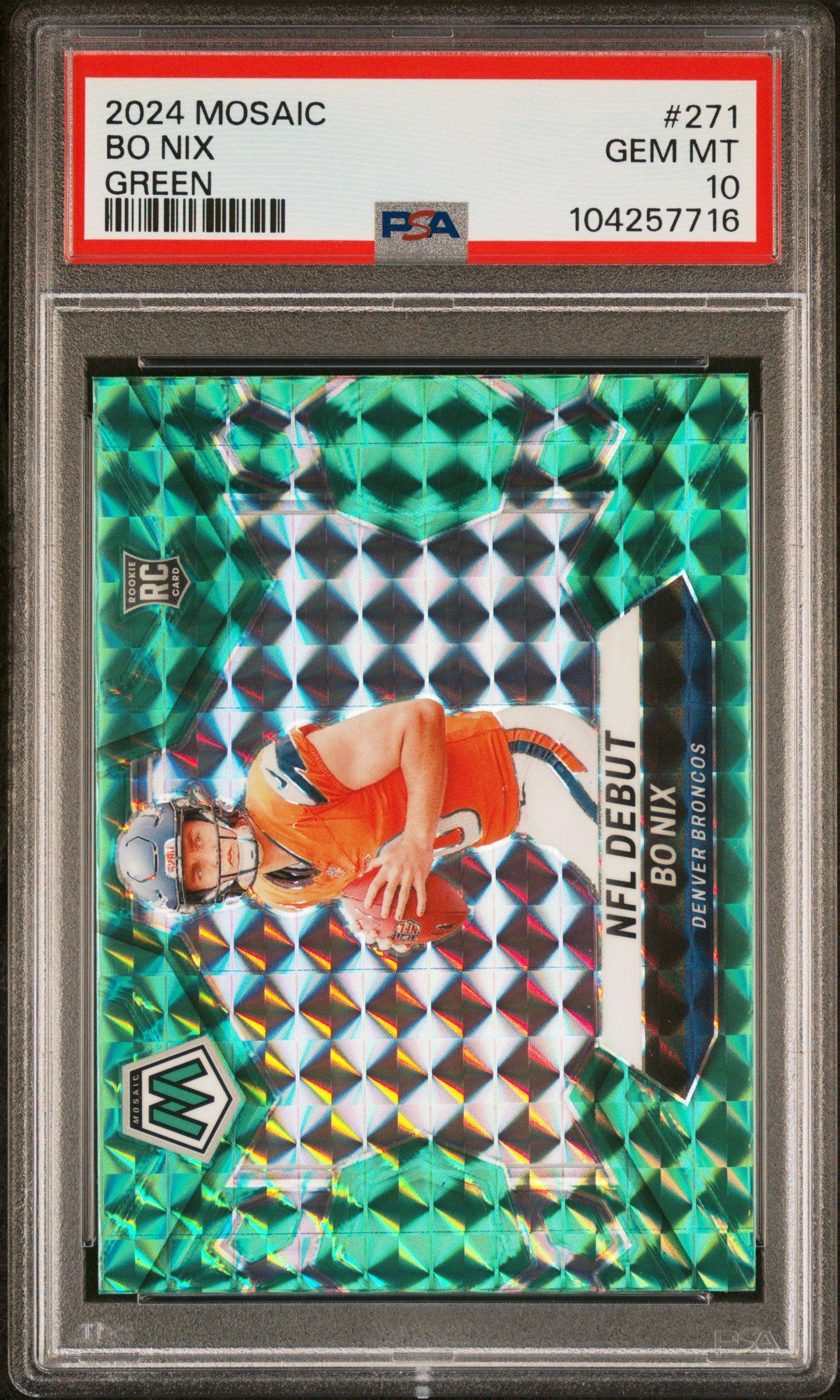 2024 Panini Mosaic 271 Bo Nix Green PSA 10
