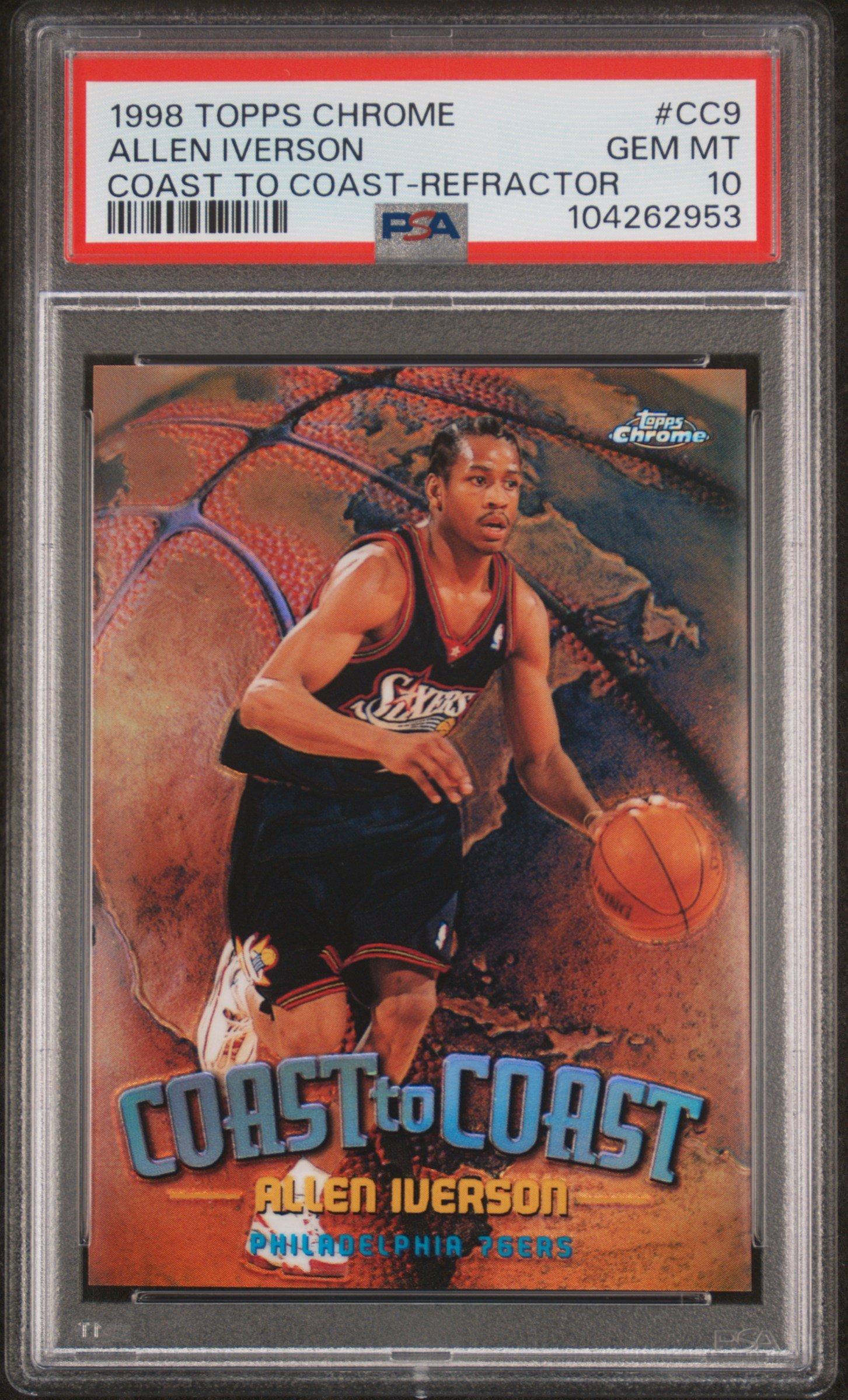 1998 Topps Chrome Coast To Coast Cc9 Allen Iverson Refractor PSA 10
