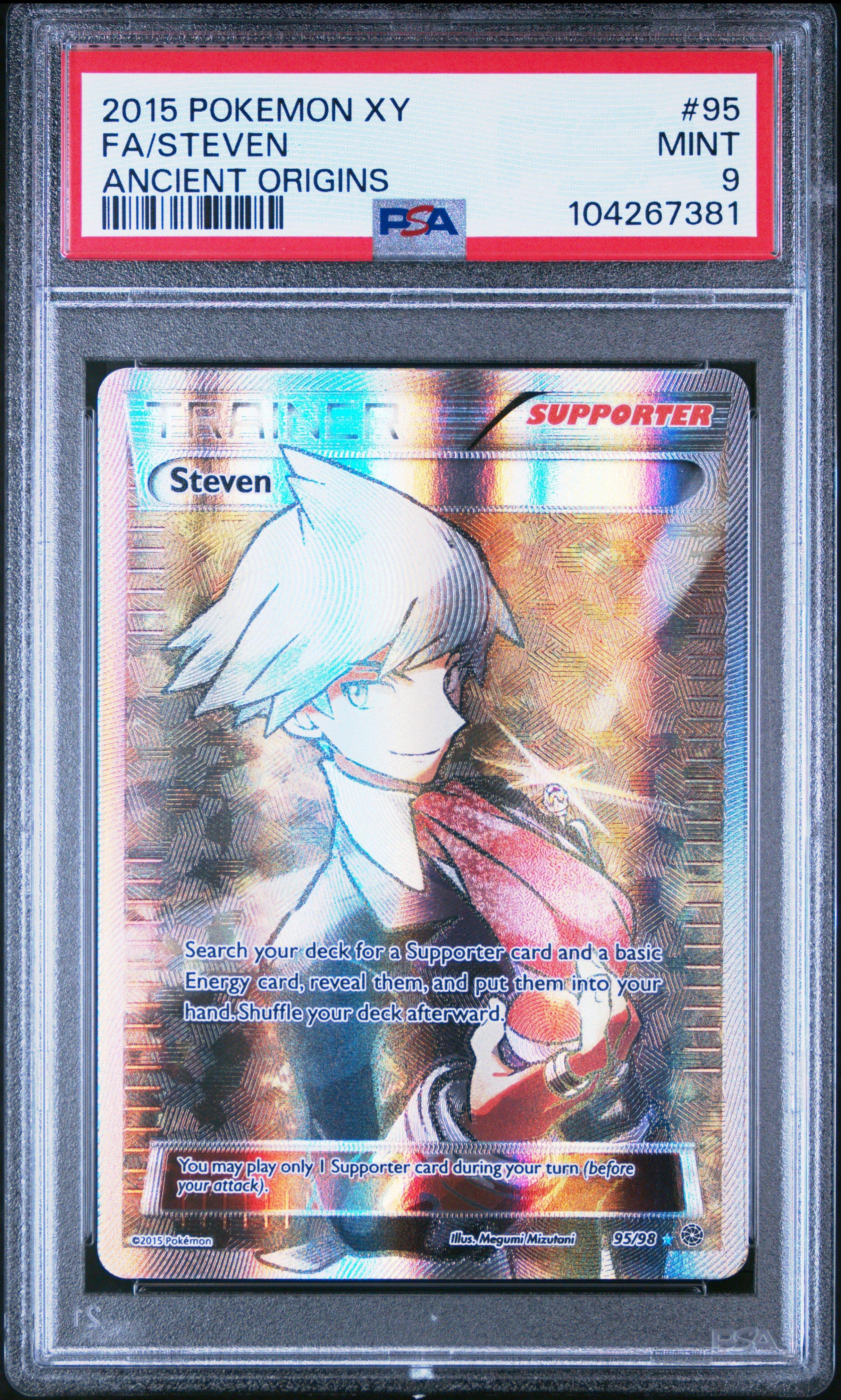 2015 Pokemon Xy Ancient Origins 95 Full Art/steven PSA 9
