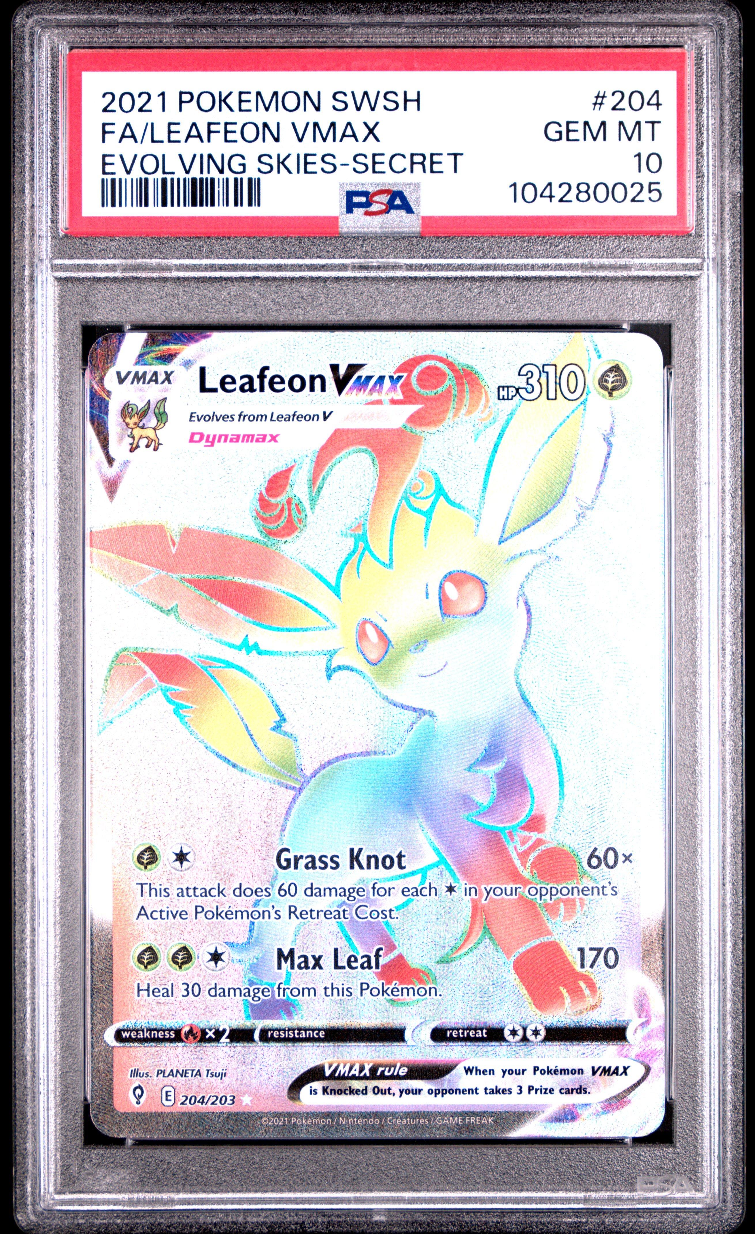 2021 Pokemon Sword & Shield Evolving Skies Full Art/leafeon Vmax Secret PSA