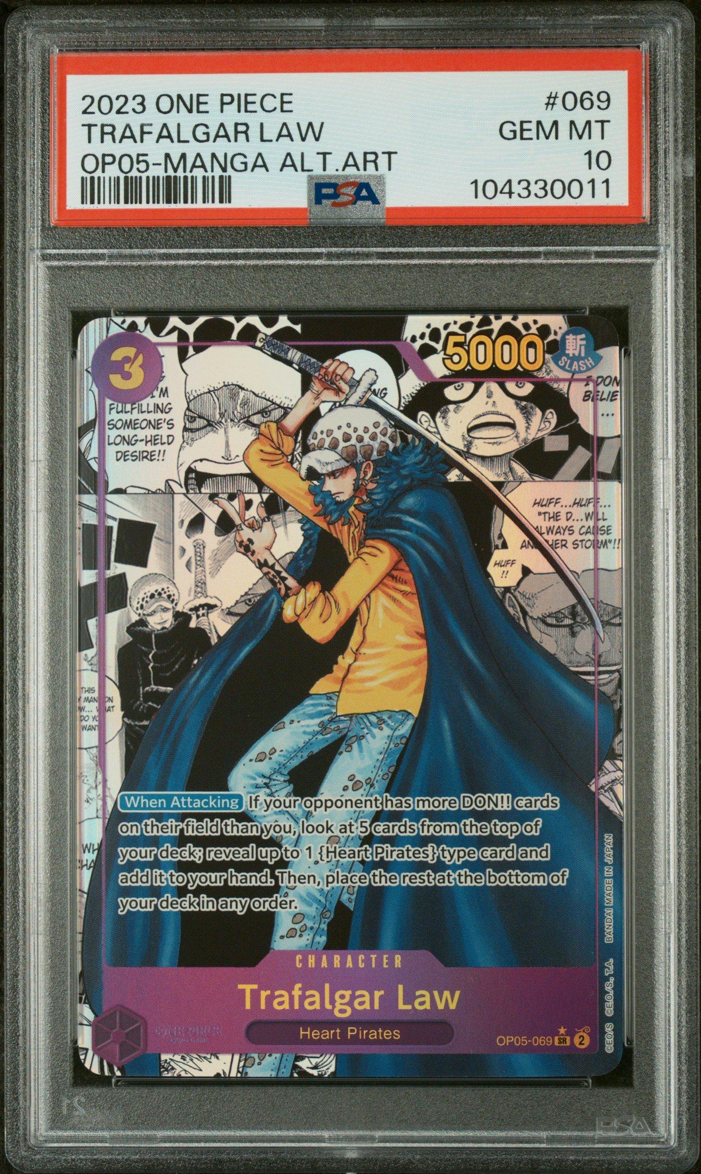 2023 One Piece Op05-awakening Of The New Era 069 Trafalgar Law Manga Alternate Art PSA 10
