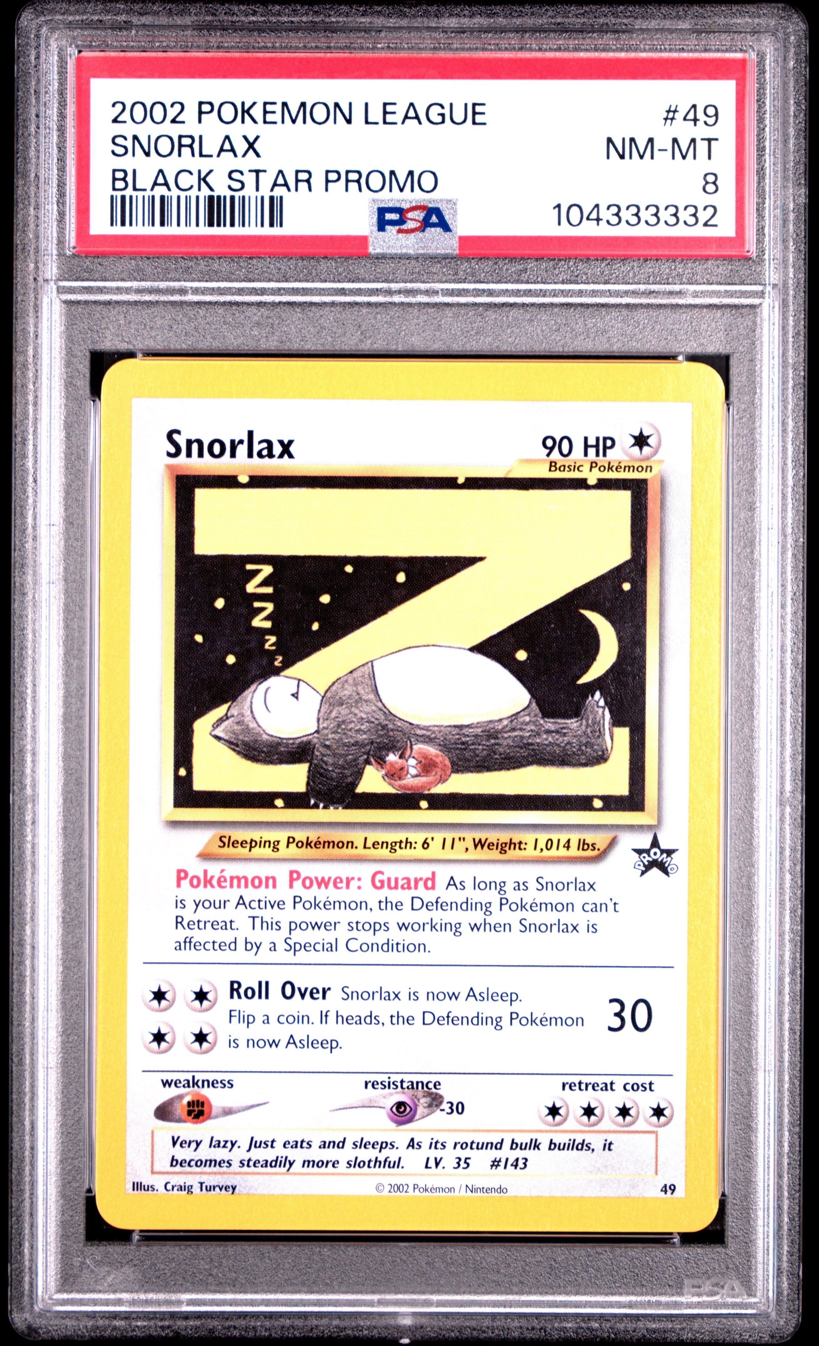 2002 Pokemon League Promo Black Star 49 Snorlax PSA