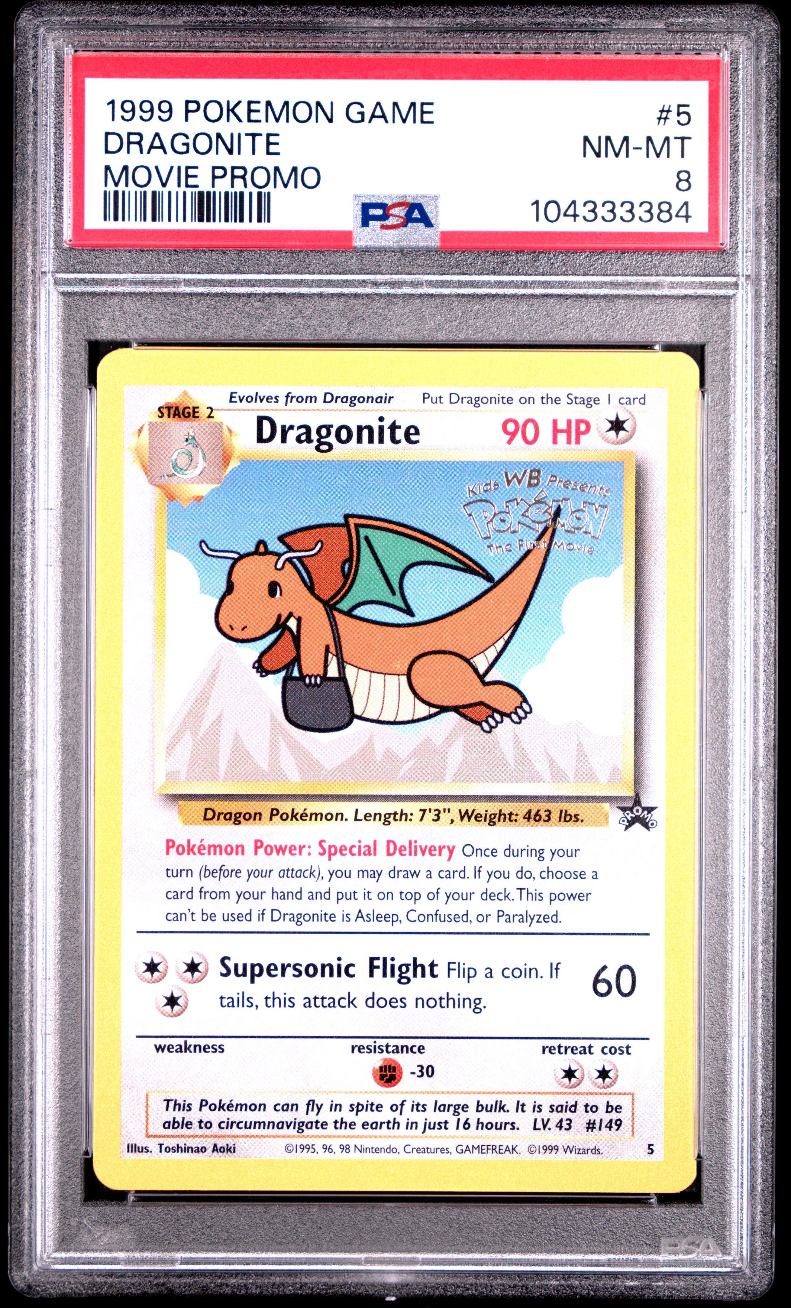 1999 Pokemon Game Movie 5 Dragonite Movie Promo PSA
