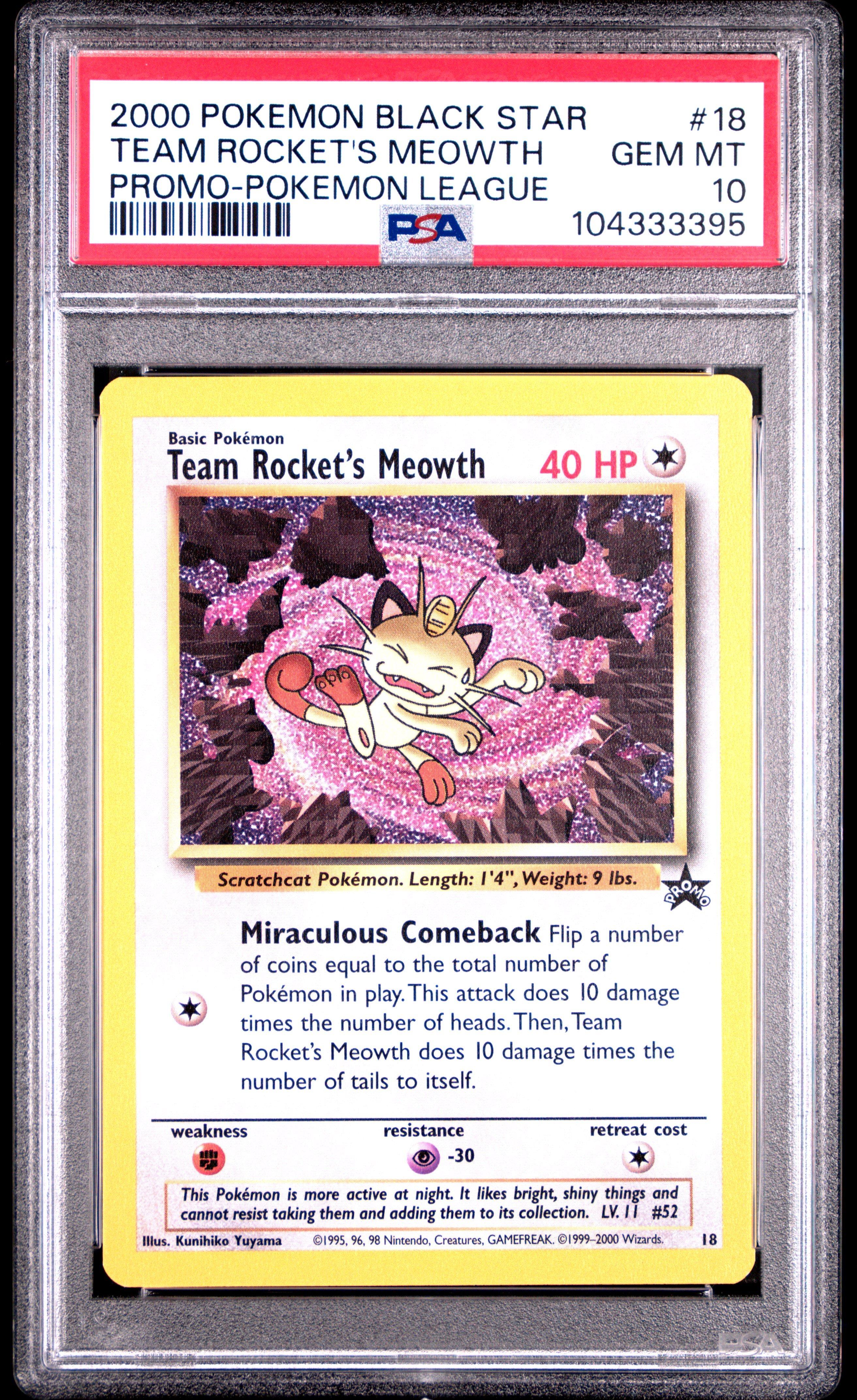 2000 Pokemon Promo Black Star 18 Team Rocket's Meowth Pokemon