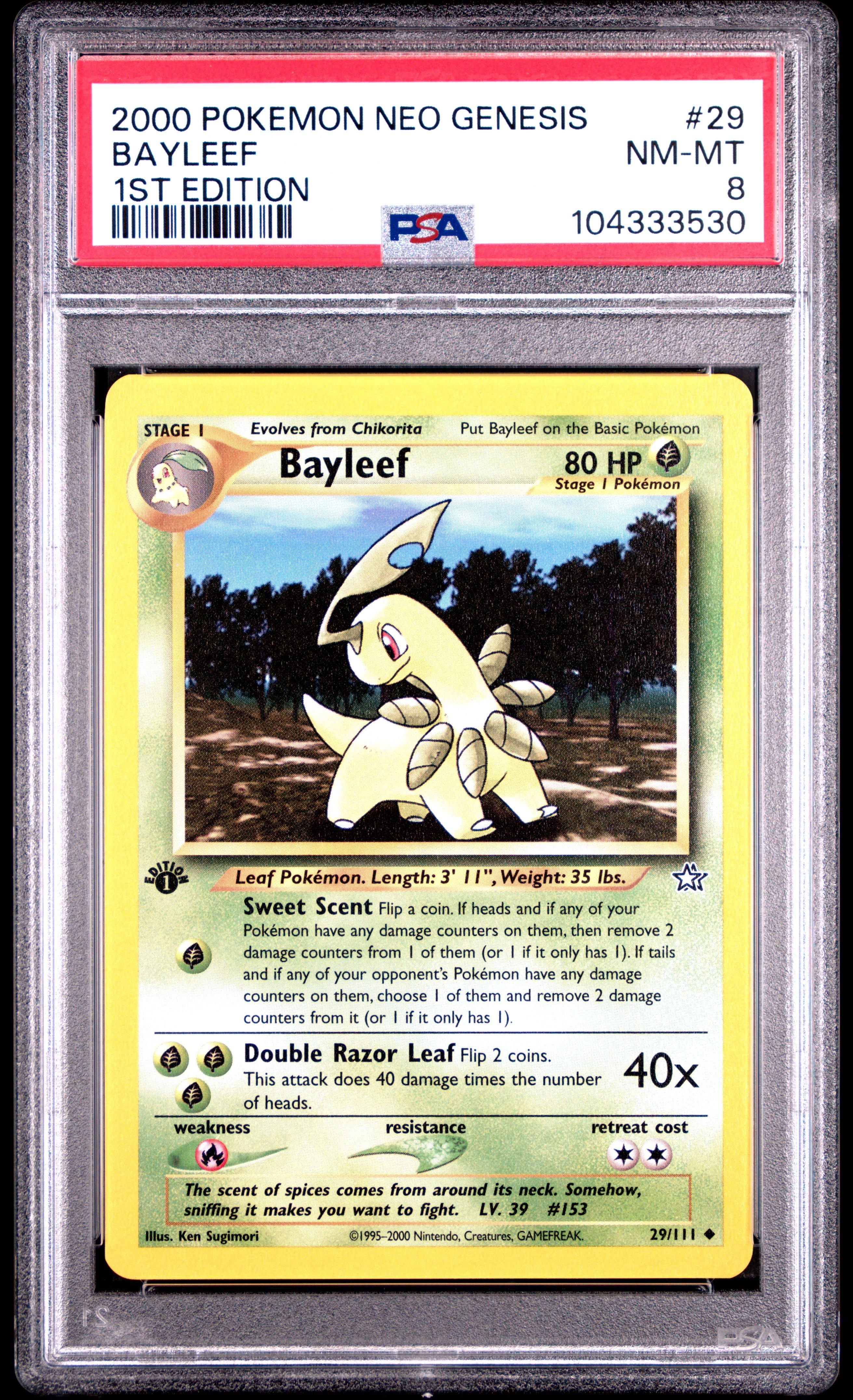 2000 Pokemon Neo Genesis 1st Edition Bayleef PSA