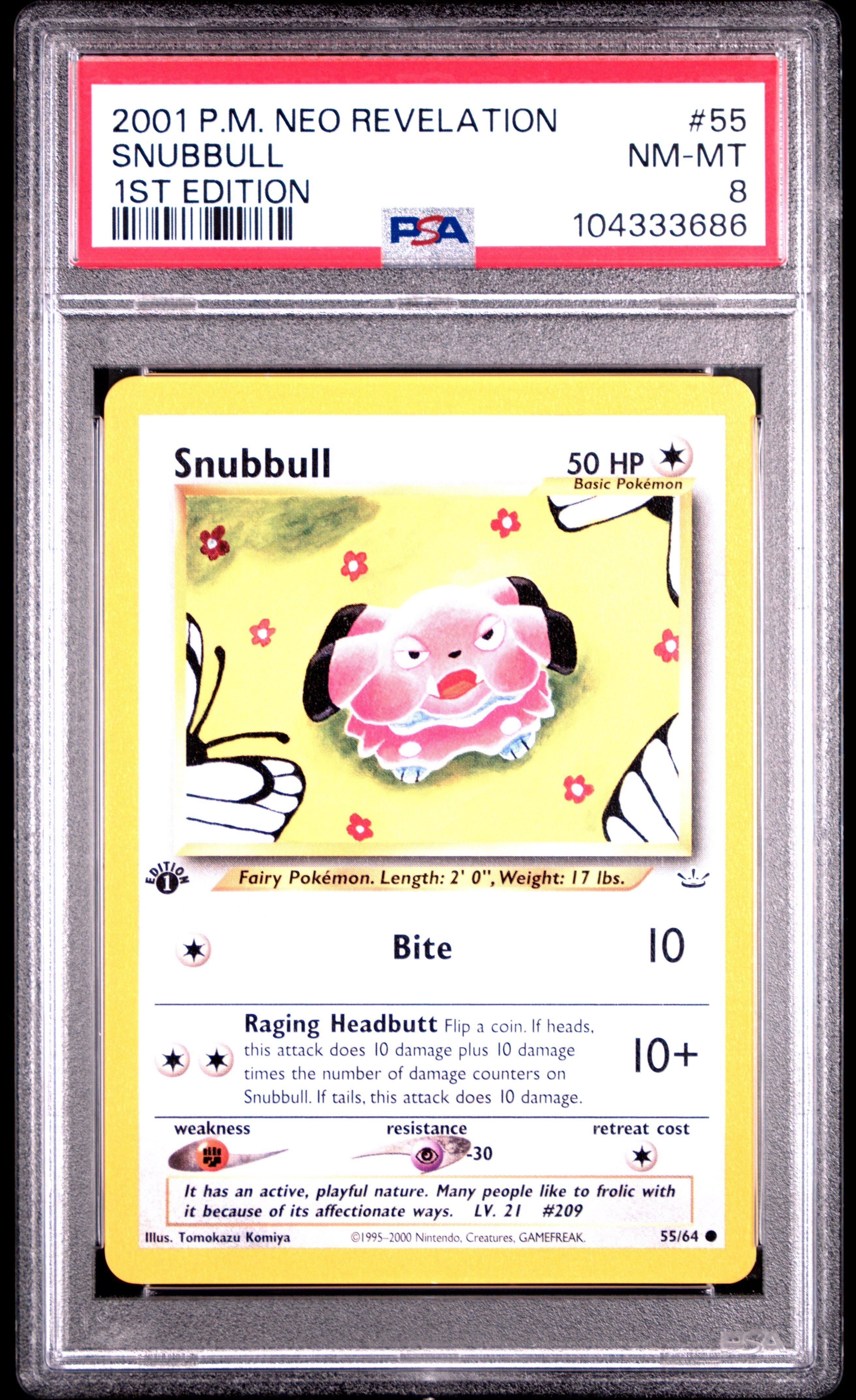 2001 Pokemon Neo Revelation 1st Edition 55 Snubbull PSA 8