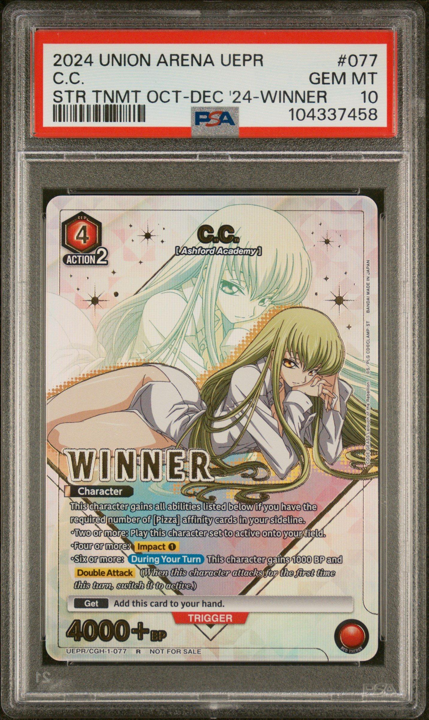2024 Union Arena Uepr-promos 077 C.c. Store Tournament October-december 2024-winner Card PSA 10