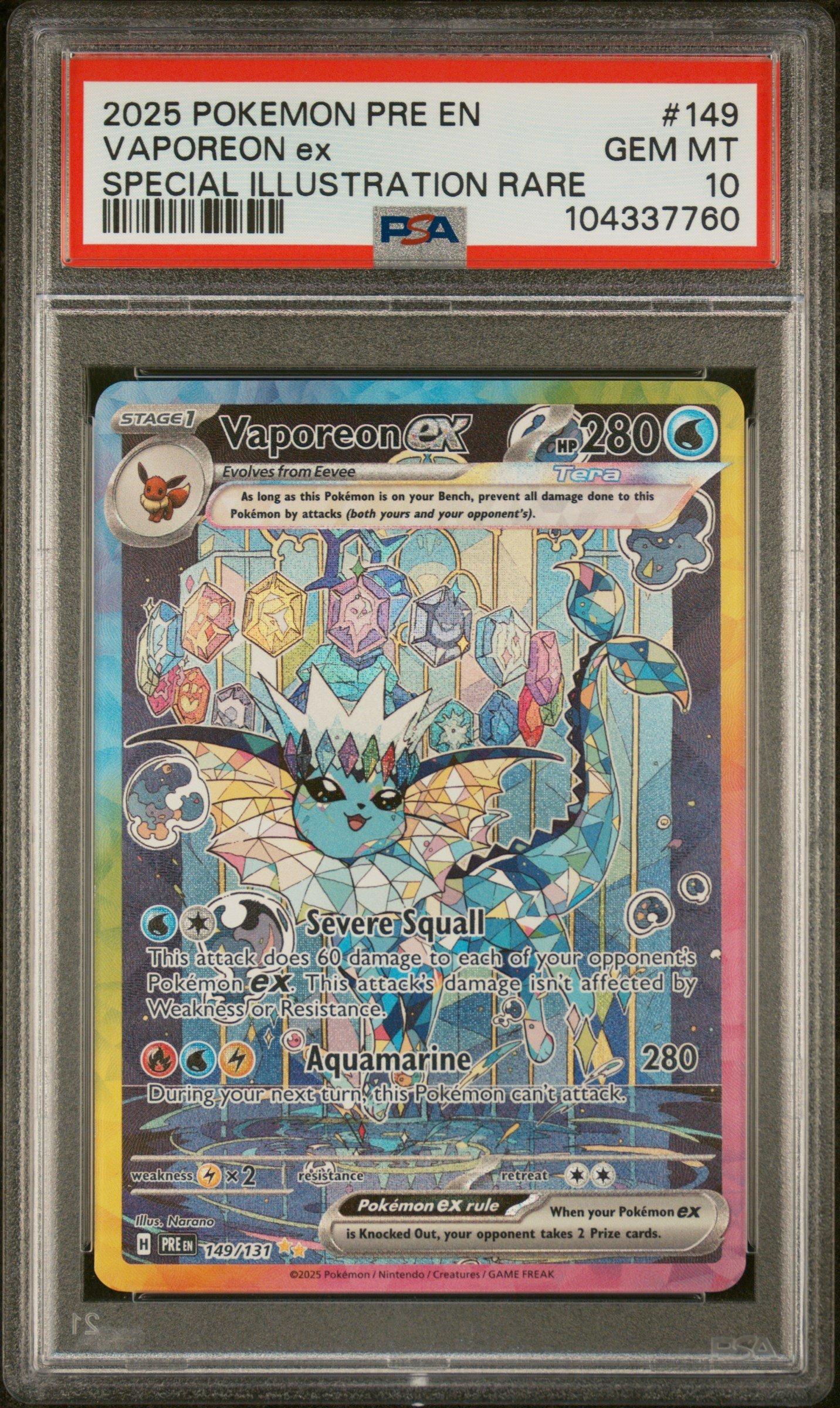 2025 Pokemon Pre En-prismatic Evolutions 149 Vaporeon Ex
