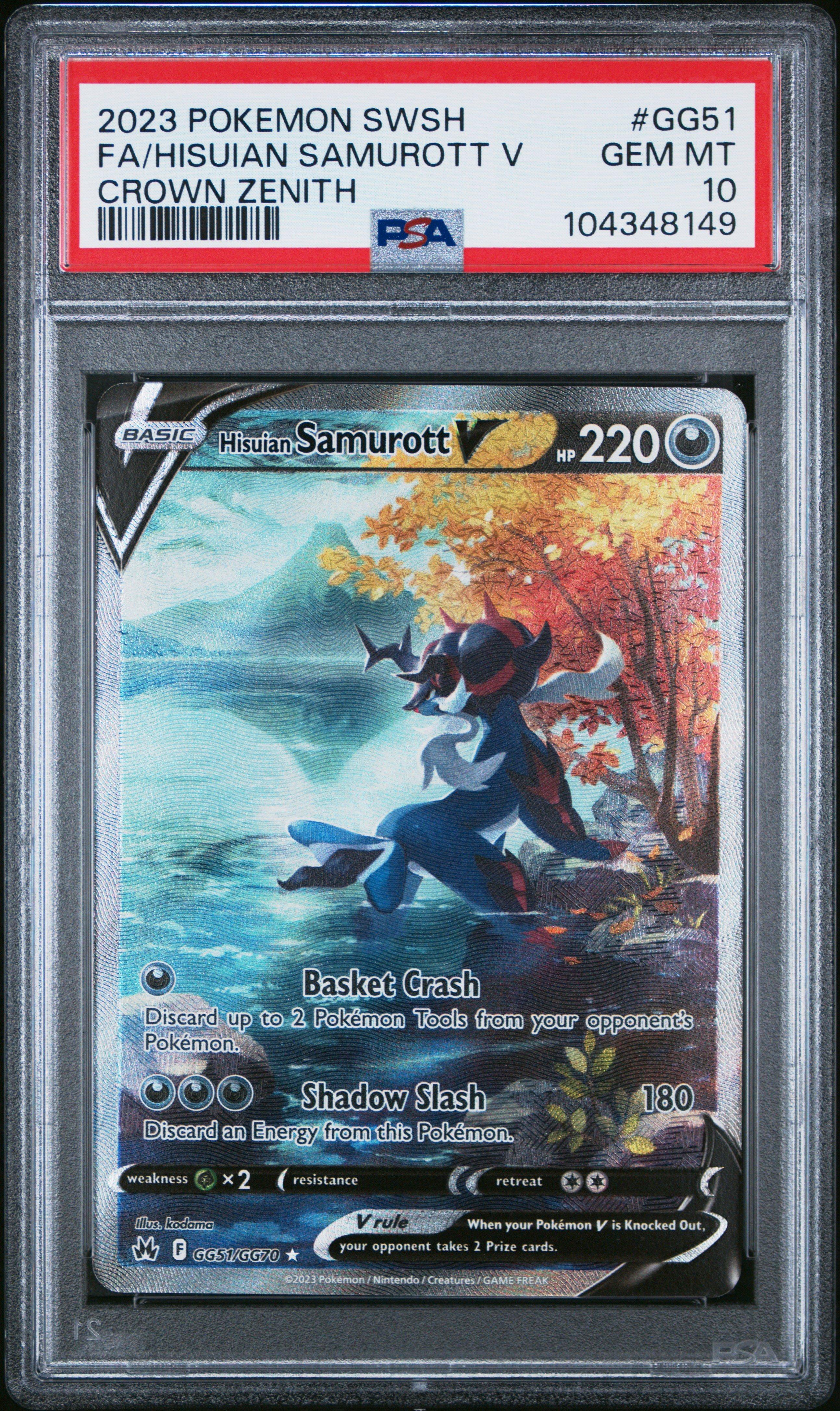 2023 Pokemon Sword And Shield Crown Zenith Gg51 Full Art/hisuian Samurott V PSA