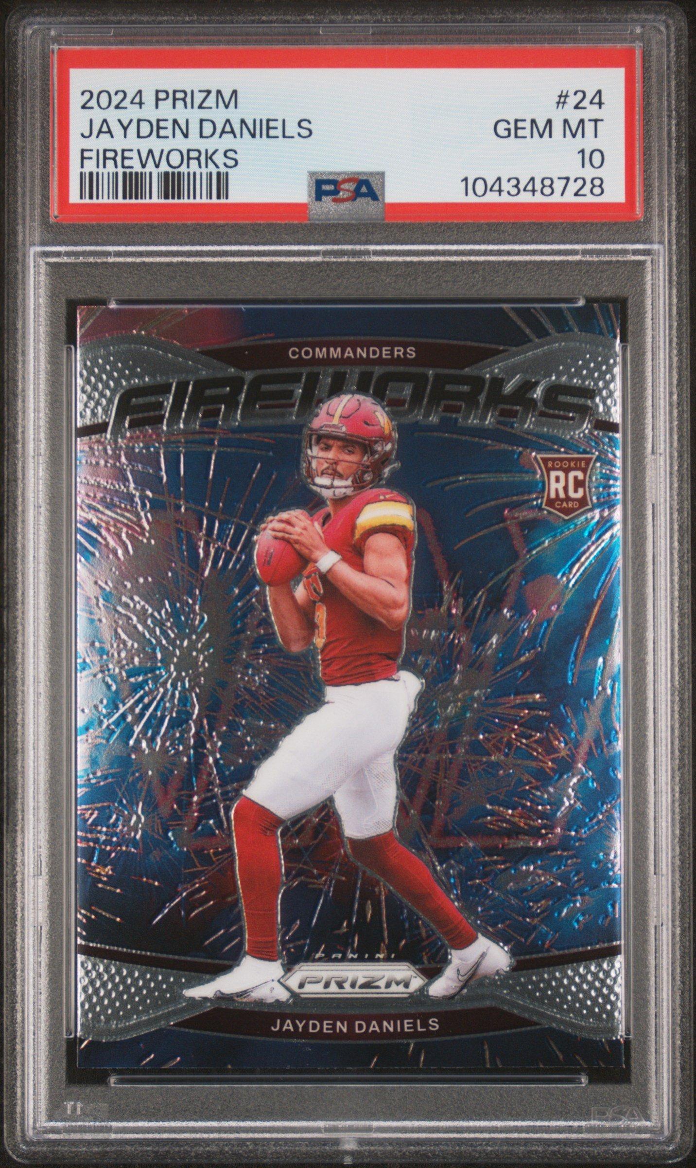 2024 Panini Prizm Fireworks 24 Jayden Daniels PSA 10 Graded Card